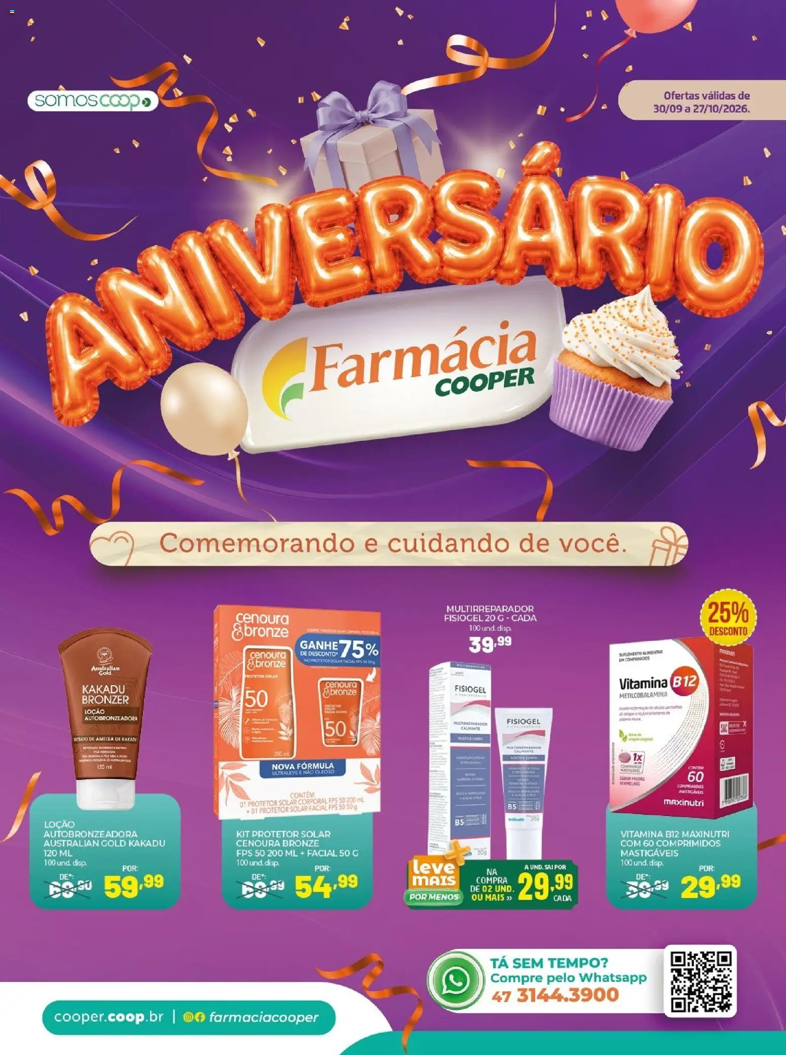 Pré-Visualização do folheto "Cooper ofertas Outubro" da loja Cooper válido a partir de 30/09/2026 - Protetor solar, Frutas, Protetor solar facial, Ameixa, Cenoura, Bronzer, Loção autobronzeadora