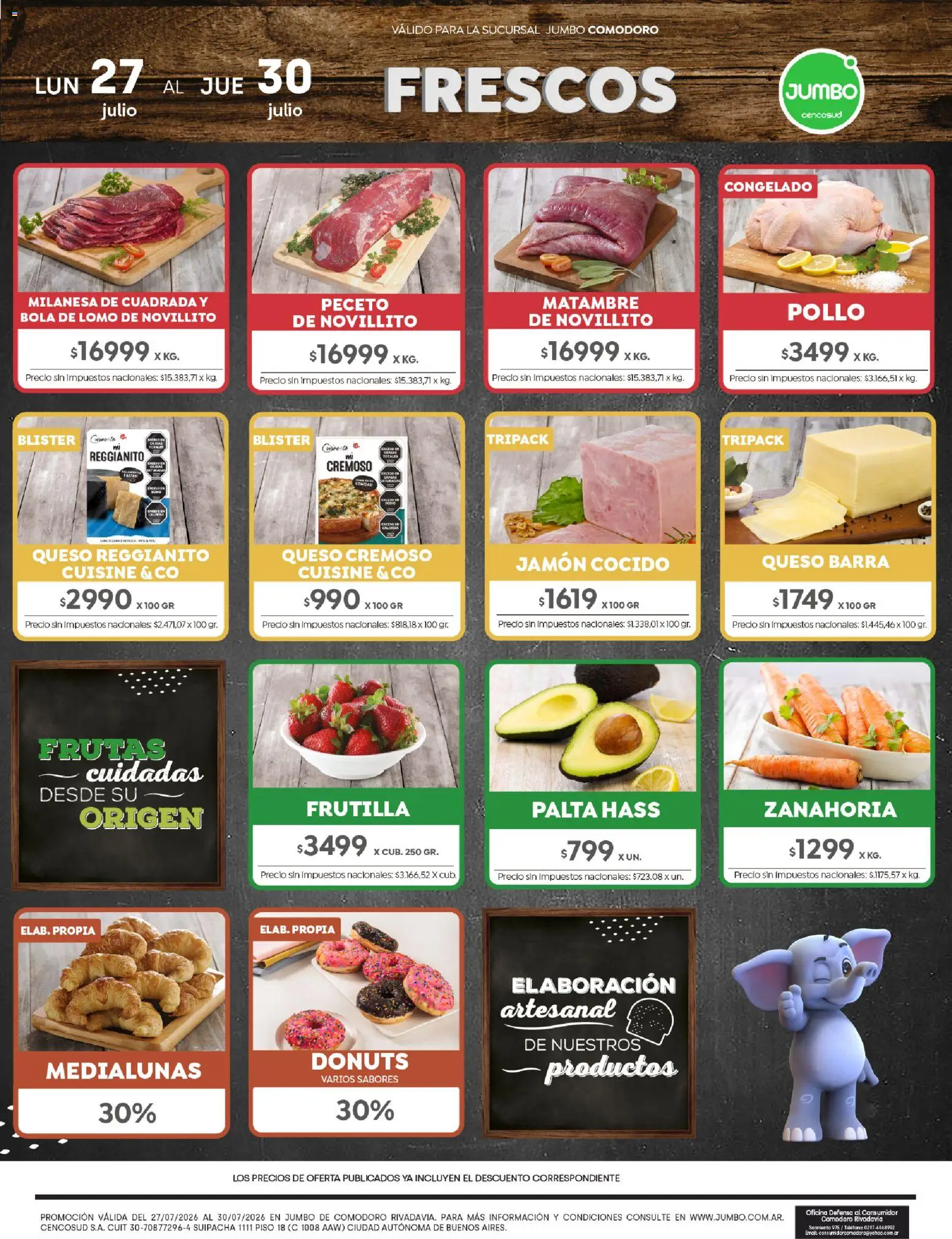 Vista previa del folleto de la tienda Jumbo válido desde el 27/07/2026 - Teléfono, Pollo, Queso, Palta, Frutilla, Zanahoria, Jamón cocido, Jamón