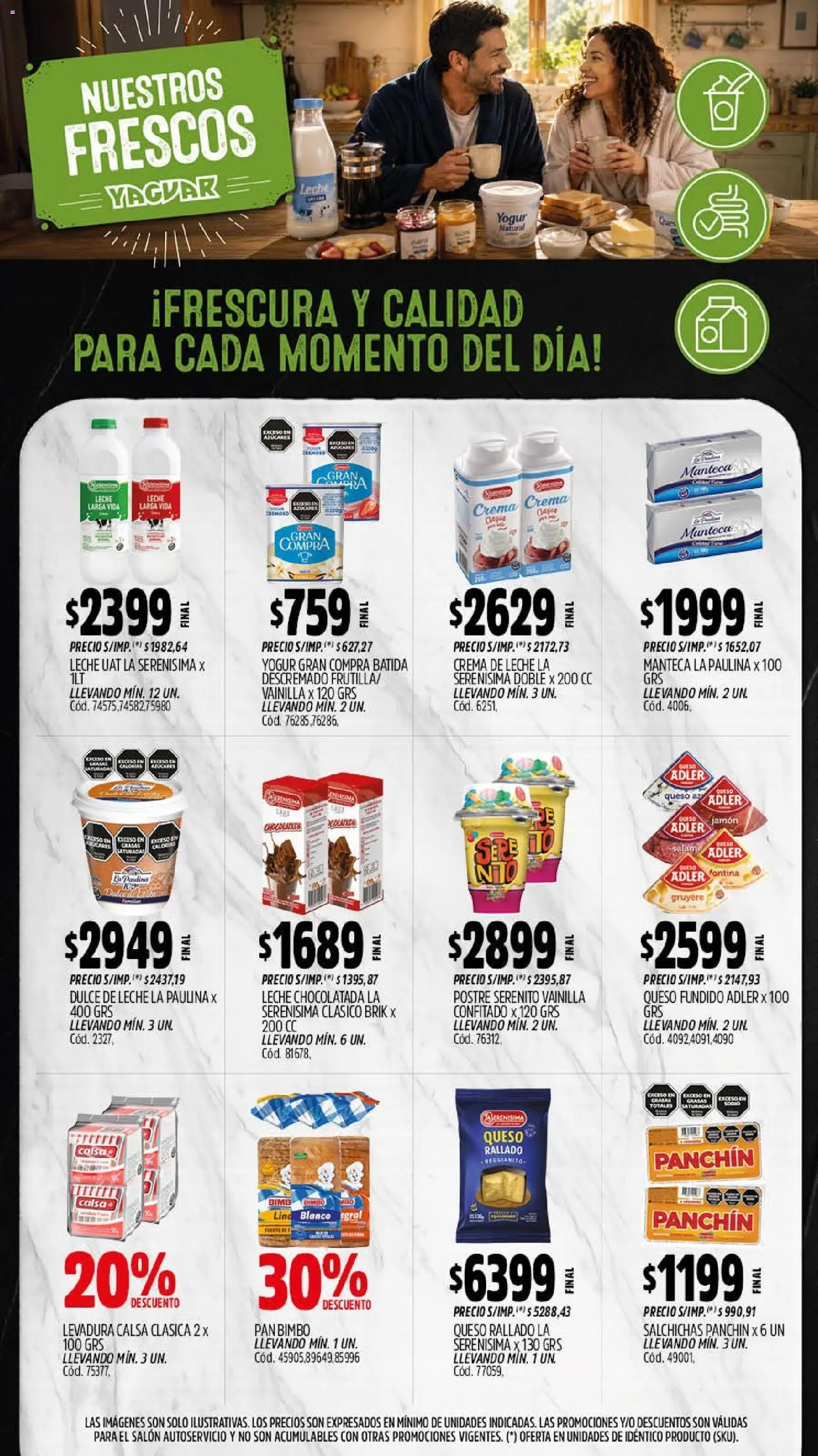 Vista previa del folleto de la tienda Yaguar válido desde el 14/09/2026 - Dulce de leche, Queso, Pan, Crema, Levadura, Queso rallado, Yogur, Salchichas