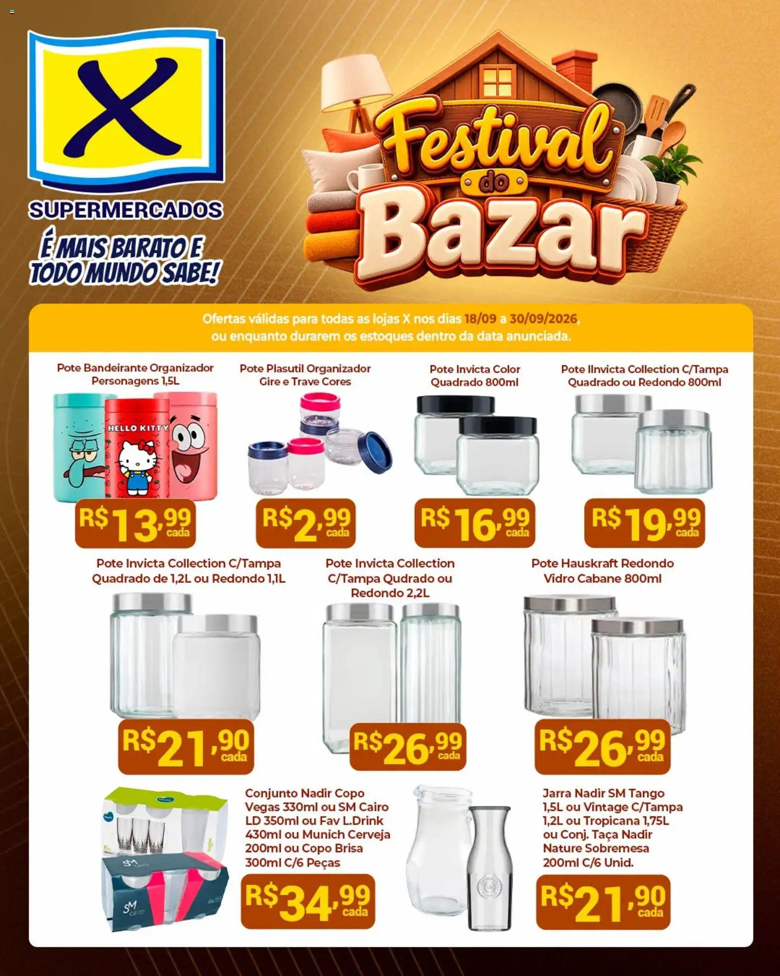 Pré-Visualização do folheto "X Supermercados ofertas Festival do Bazar" da loja X Supermercados válido a partir de 18/09/2026