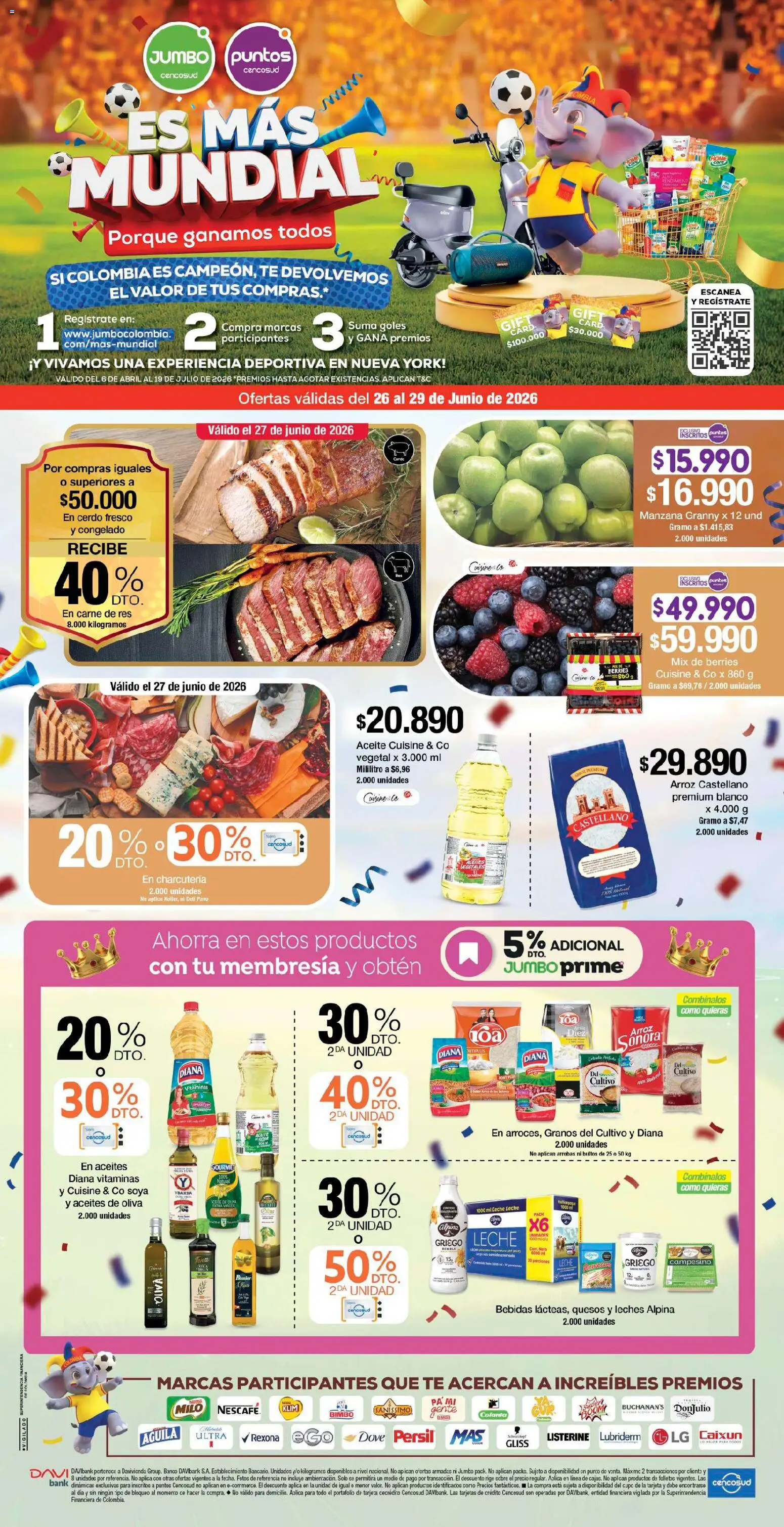  Vista previa del prospecto Jumbo catálogo del almacen Jumbo válida del 26/06/2026 al 29/06/2026 - Banco, Cerdo, Carne, Vitaminas, Leche, Sobre, Listerine, Oliva