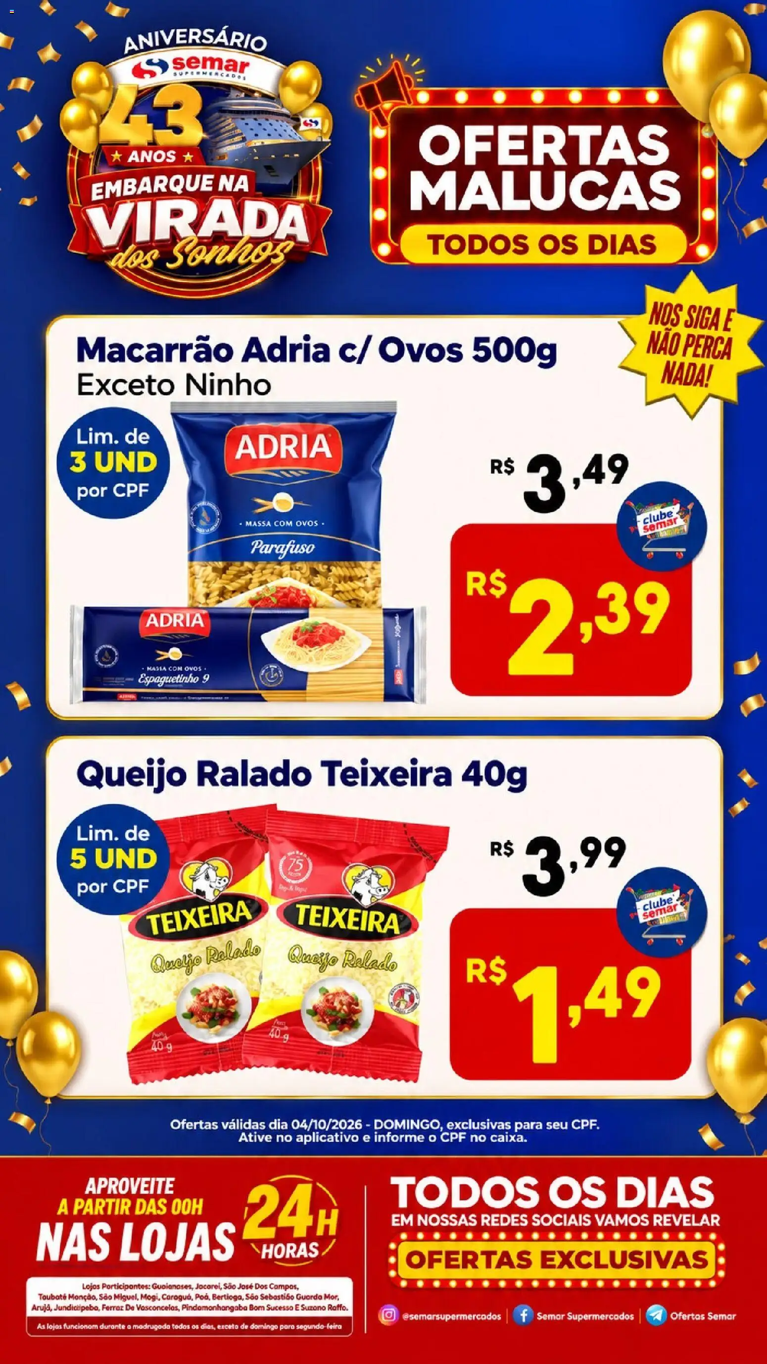 Pré-Visualização do folheto "Semar Supermercado ofertas Malucas" da loja Semar Supermercado válido a partir de 04/10/2026