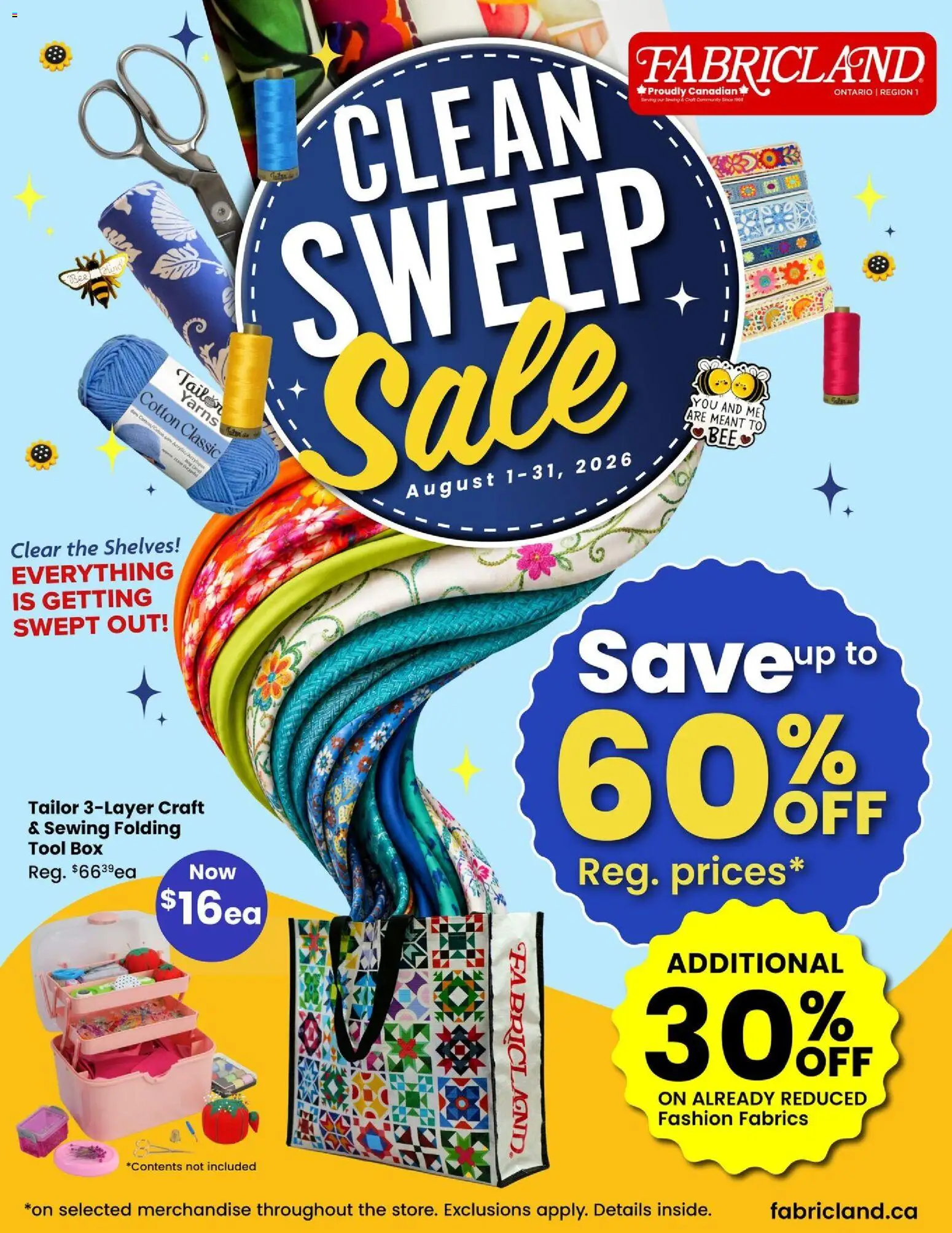 Preview of leaflet Fabricland weekly flyer / circulaire from shop Fabricland is valid from Aug 01, 2026 - Box