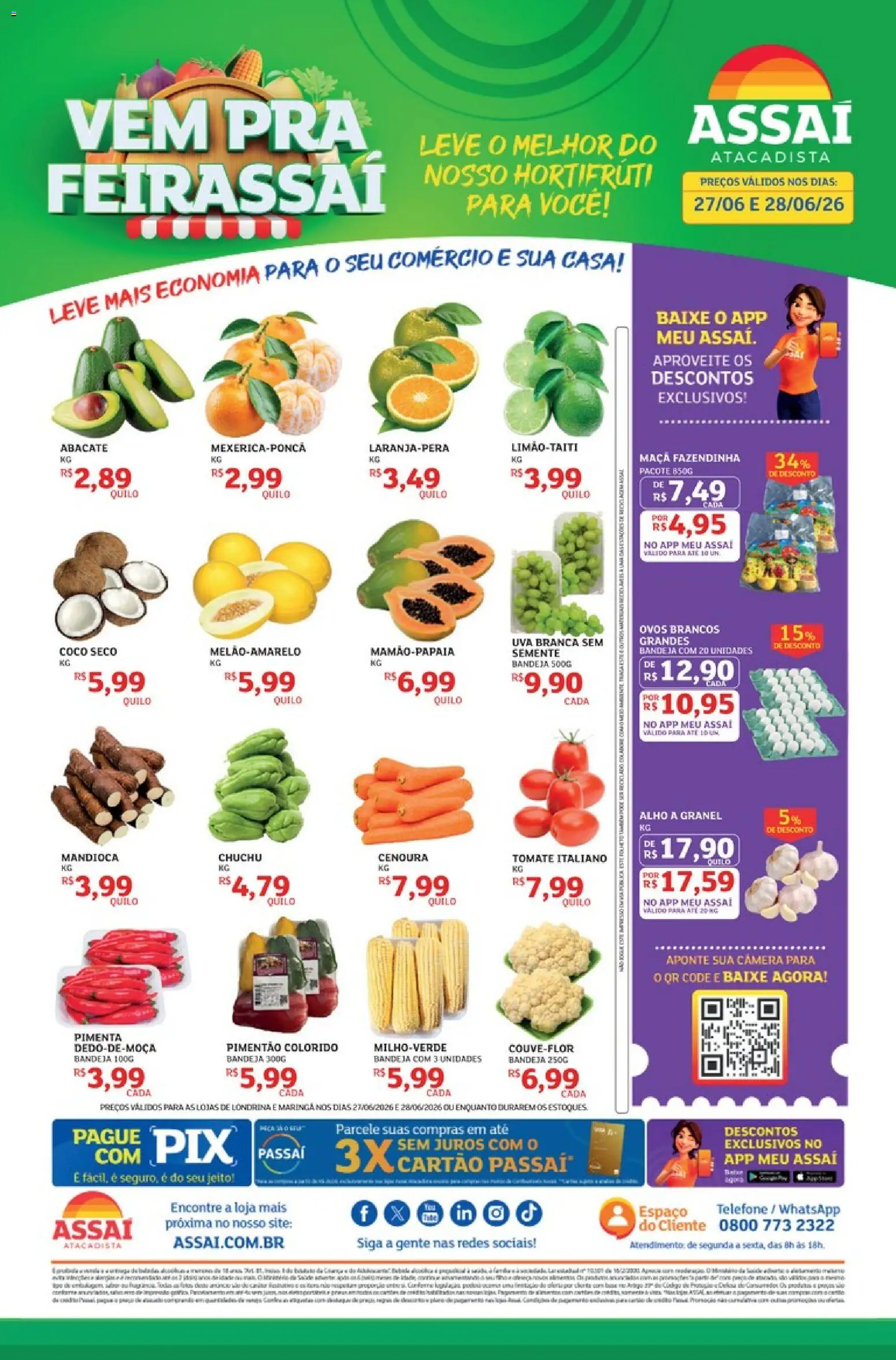 Pré-Visualização do folheto "Assaí Atacadista ofertas - PR" da loja Assaí Atacadista válido a partir de 27/06/2026