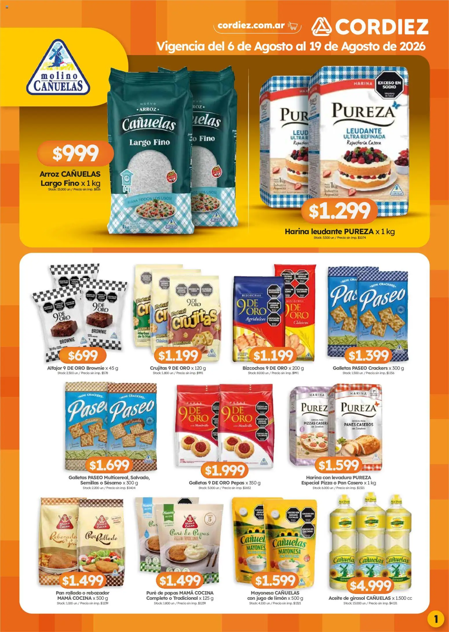 Vista previa del folleto de la tienda Cordiez válido desde el 06/08/2026 - Pizza, Alfajor, Limón, Semillas, Bizcochos, Sésamo, Pan rallado, Jugo de limón