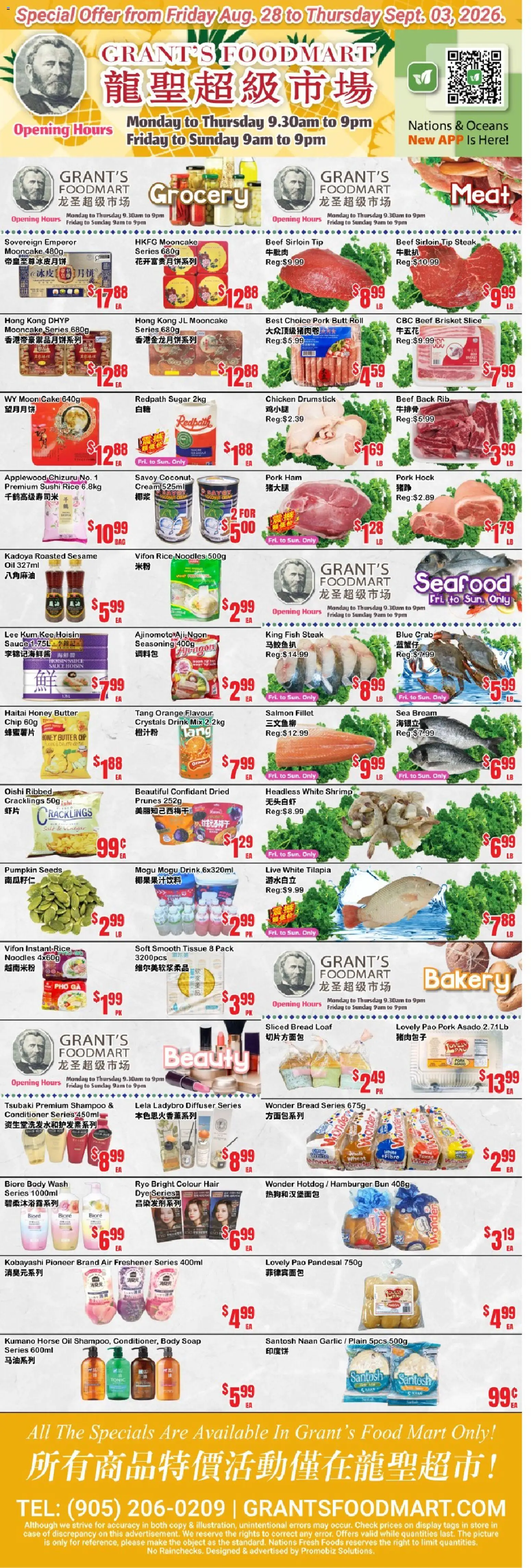 Preview of leaflet Oceans weekly flyer - Grant’s Foodmart from shop Oceans is valid from Aug 28, 2026