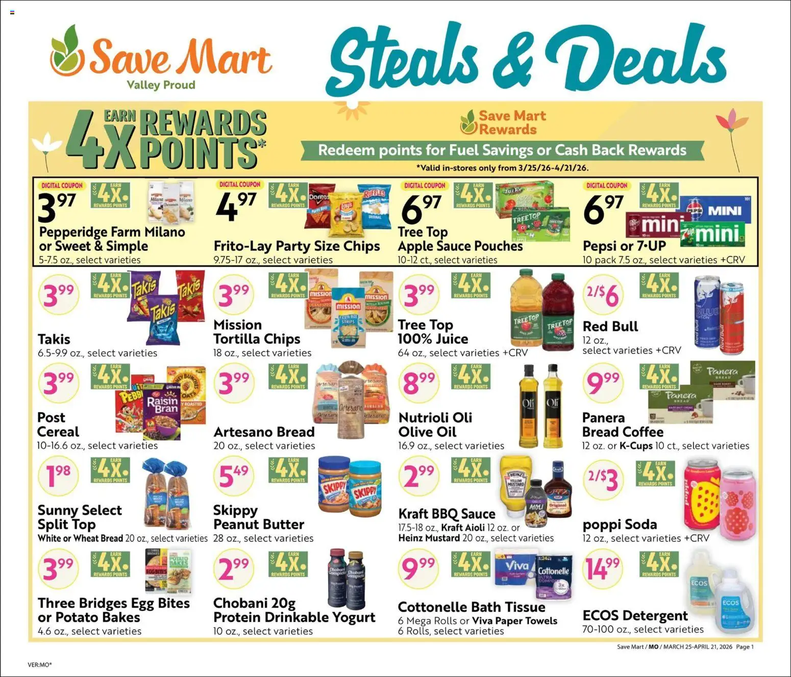 Ad Preview of Save Mart Save Mart Big Book of Savings from 03/25/2026 - Yogurt, Protein, Butter, Olive oil, Peanut butter, Bath, Mustard, Tortilla chips