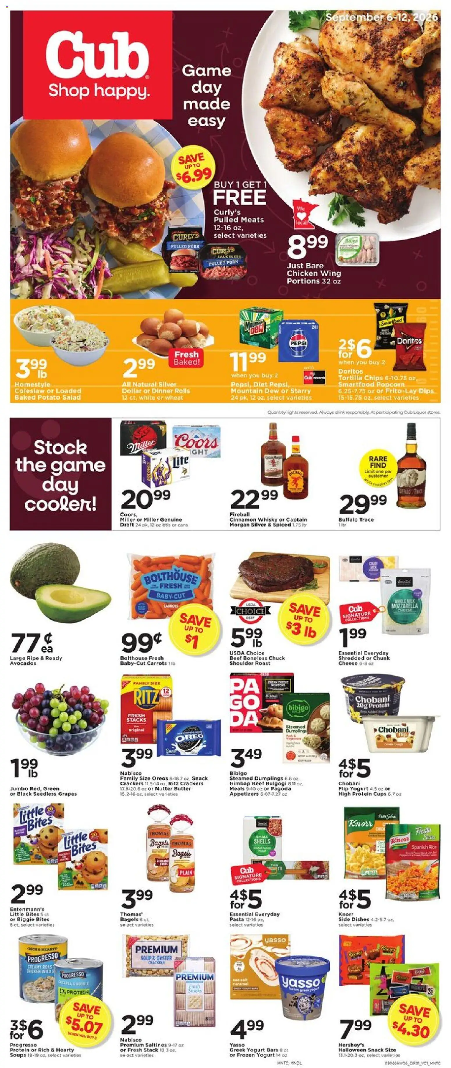 Ad Preview of Cub Foods Cub Foods Weekly Ad from 09/06/2026 - Salad, Soups, Dumplings, Dishes, Oreo, Carrots, Mozzarella, Pulled pork