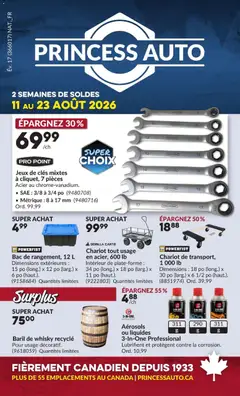 Preview of leaflet Princess Auto circulaire - 2 Semaines de Soldes! from shop Princess Auto is valid from Aug 11, 2026
