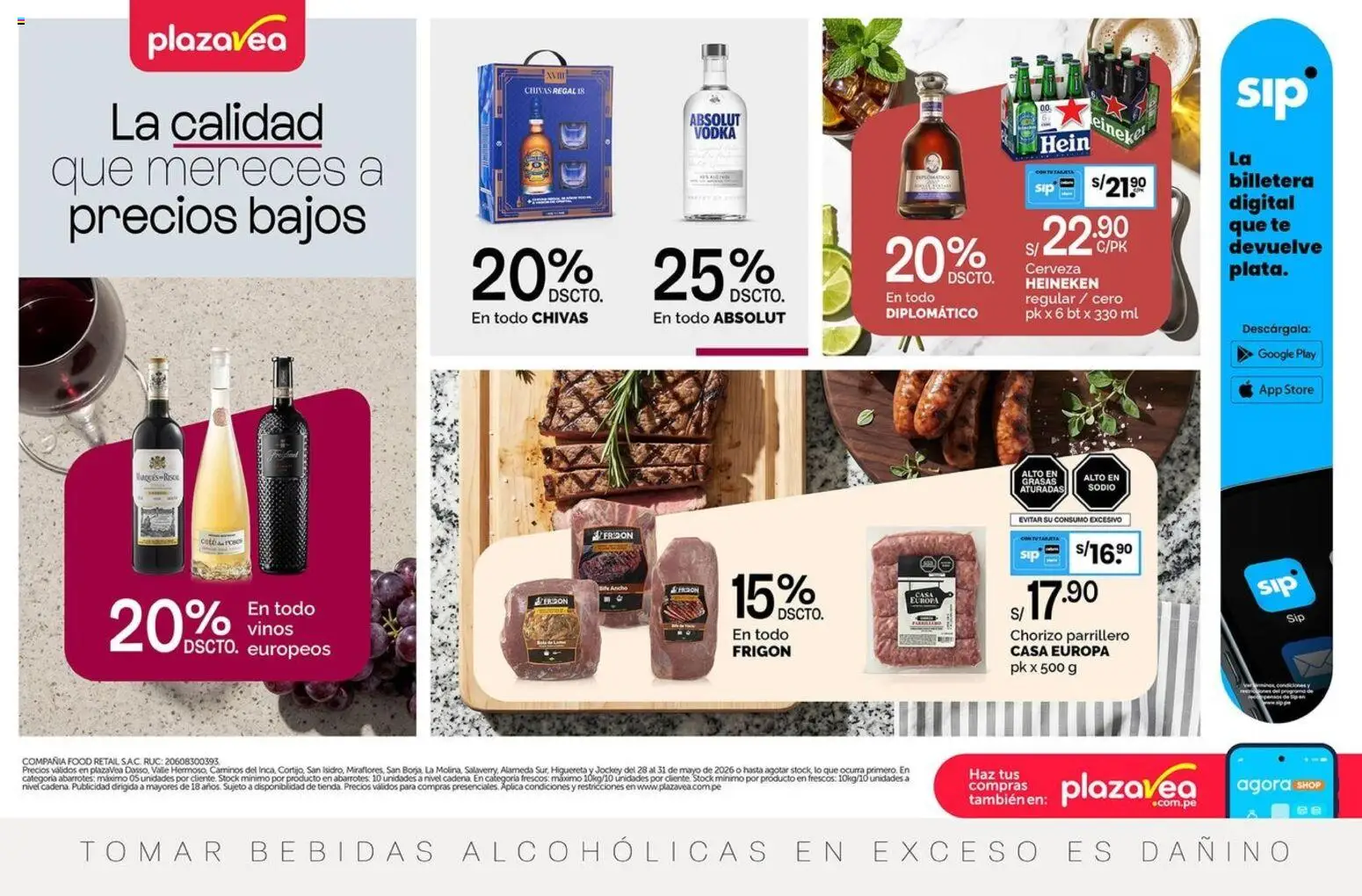 Vista previa de Catálogo Plaza Vea - AVISO BOMBA CLUSTER 04 de la tienda Plaza Vea válido desde 28/05/2026 - Té, Cerveza, Vodka, Billetera, Bebidas