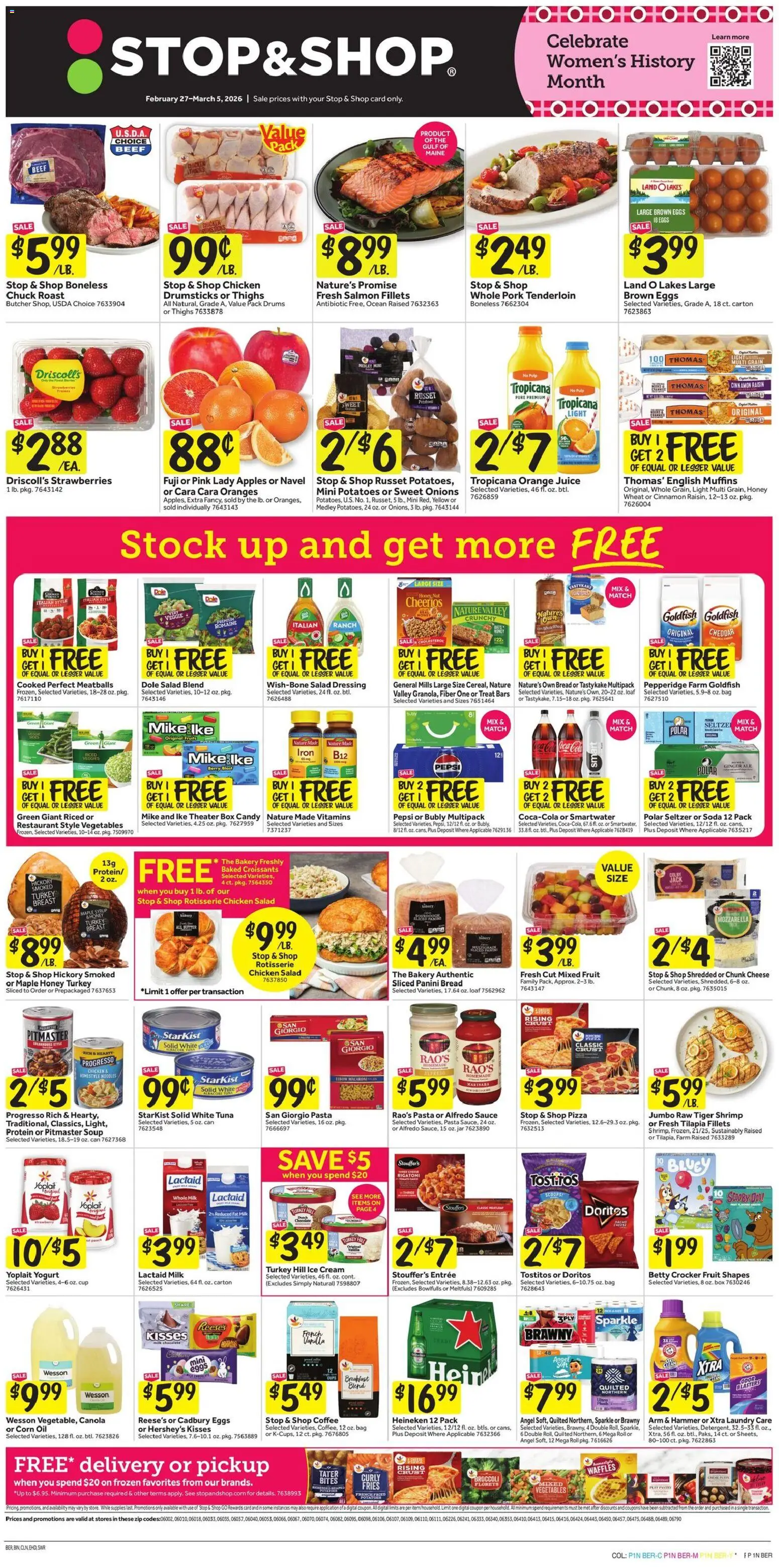 Ad Preview of Stop & Shop Weekly Circular - CT from 02/27/2026 - Eggs, Broccoli, Pin, Butter, Tuna, Vanilla, Muffins, Sauce