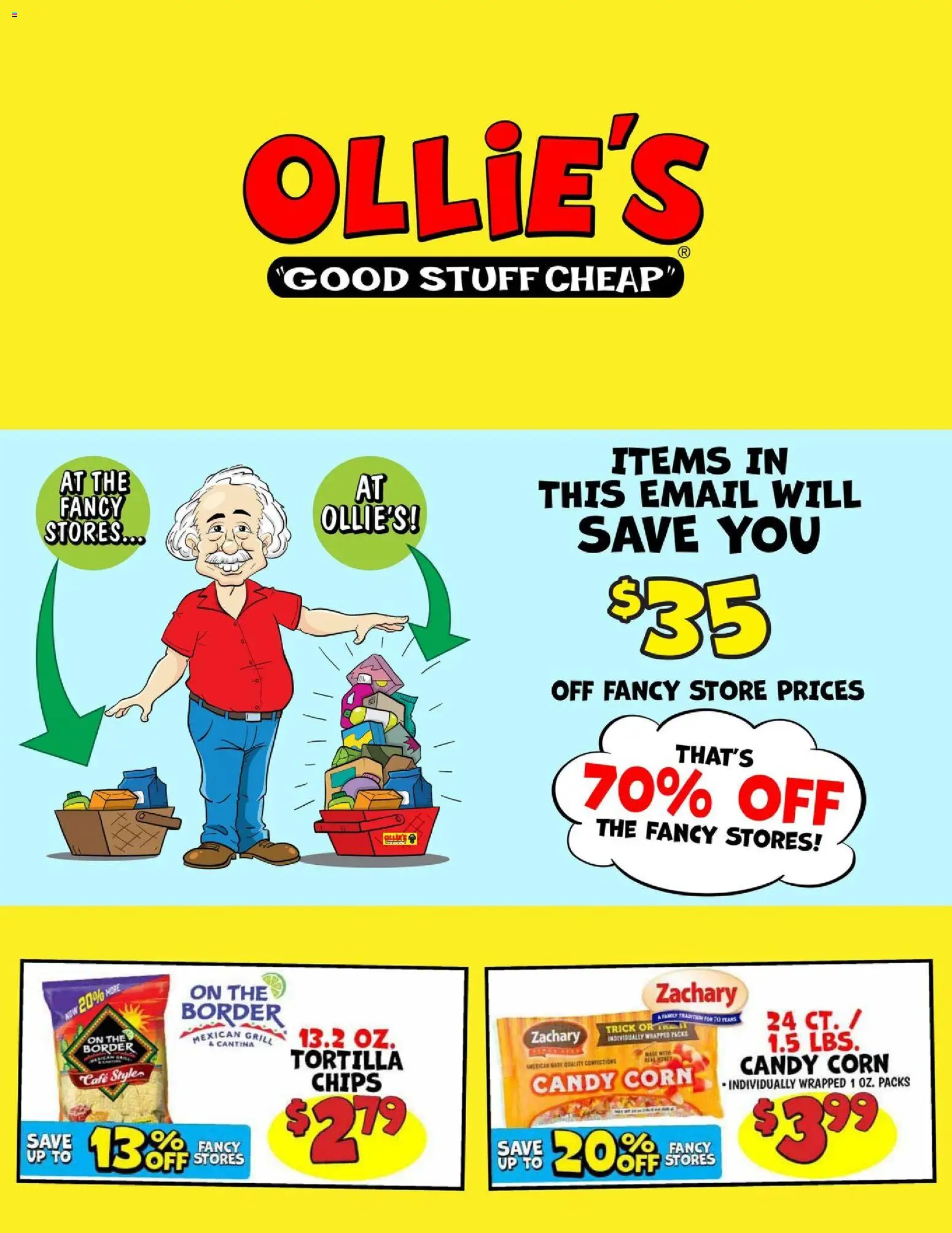 Ad Preview of Ollie's Ollie's Ad 2 from 10/01/2026 - Candy, Chips, Grill, Corn, Tortilla chips