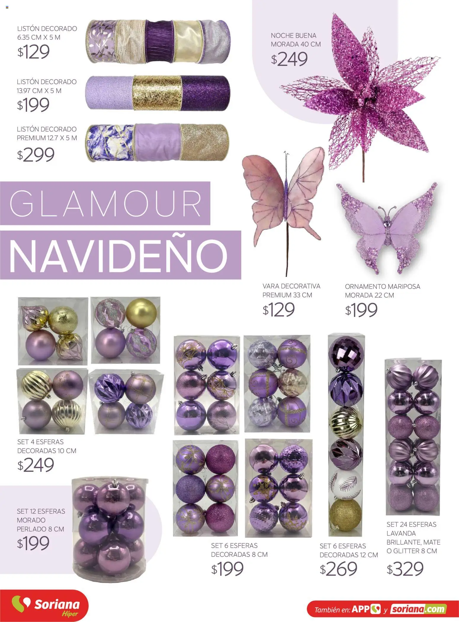 Vista previa las ofertas de la tienda Soriana - Soriana Híper - Decoracion Navideña desde el 30/09/2026 - Mate, Glitter