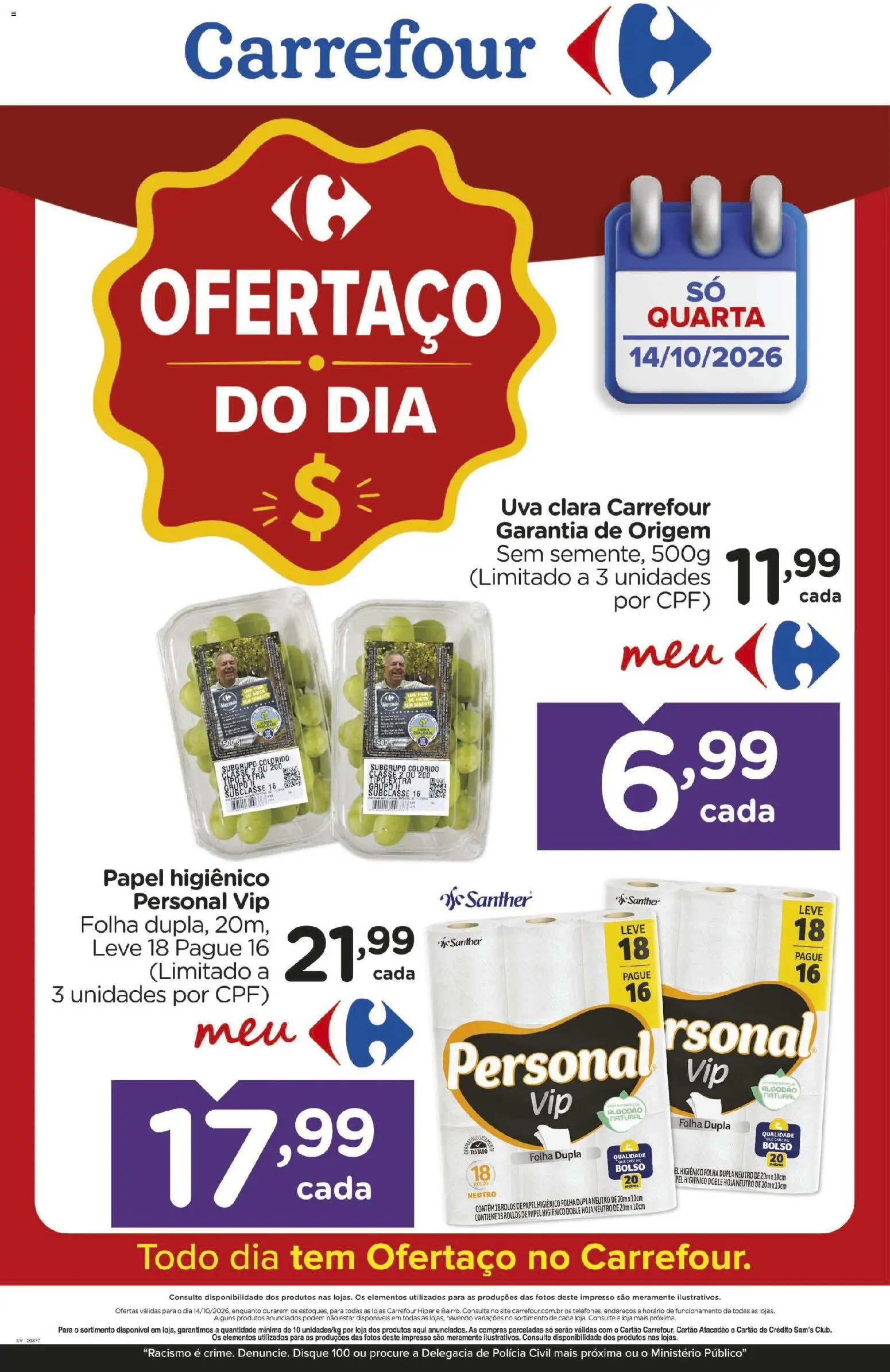 Pré-Visualização do folheto "Carrefour ofertas do Dia" da loja Carrefour válido a partir de 14/10/2026