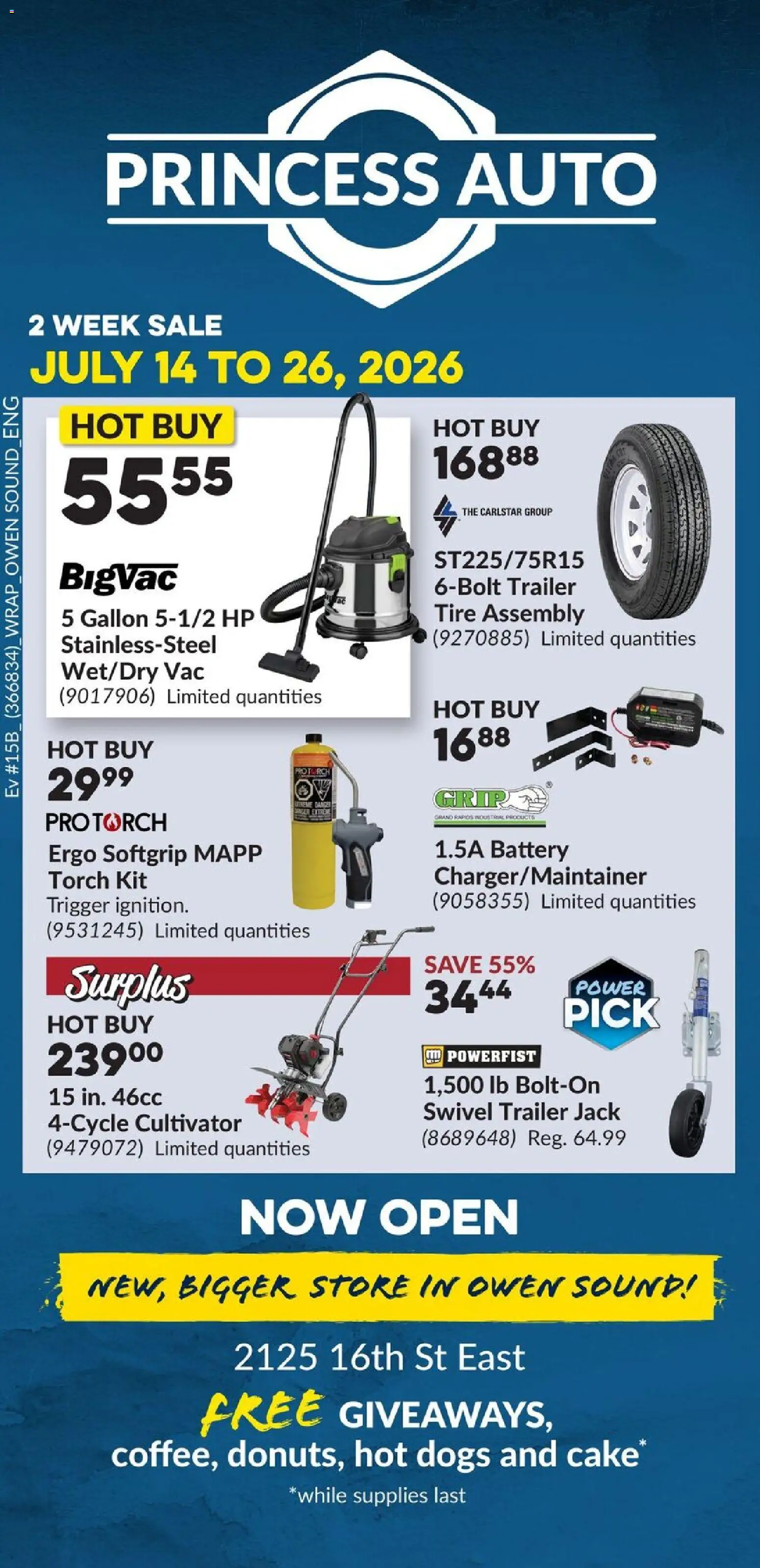 Preview of leaflet Princess Auto flyer - 2 Week Sale! from shop Princess Auto is valid from Jul 14, 2026