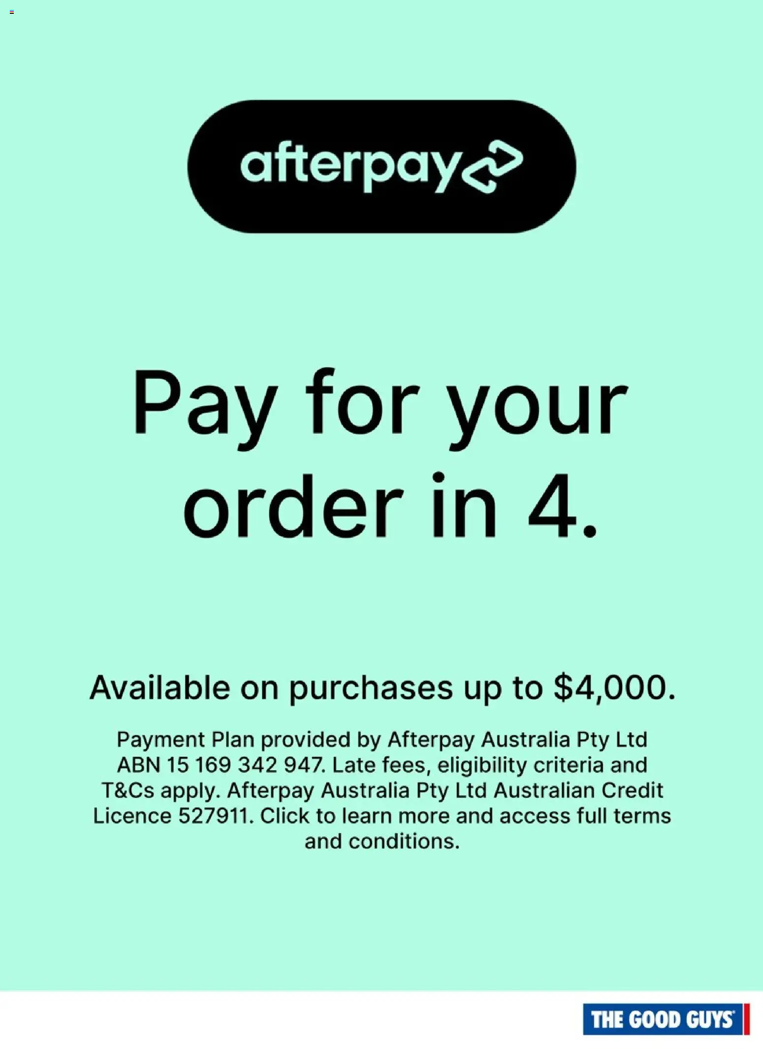 Preview of catalogue The Good Guys catalogue Afterpay from shop The Good Guys valid 13/05/2026