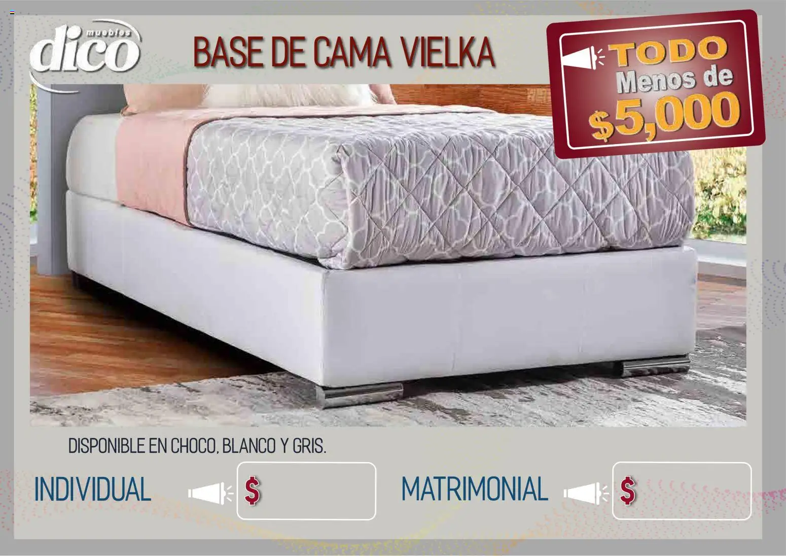Vista previa las ofertas de la tienda Muebles Dico - Muebles Dico catálogo Todo menos de 5000 Pacifico desde el 09/04/2026 