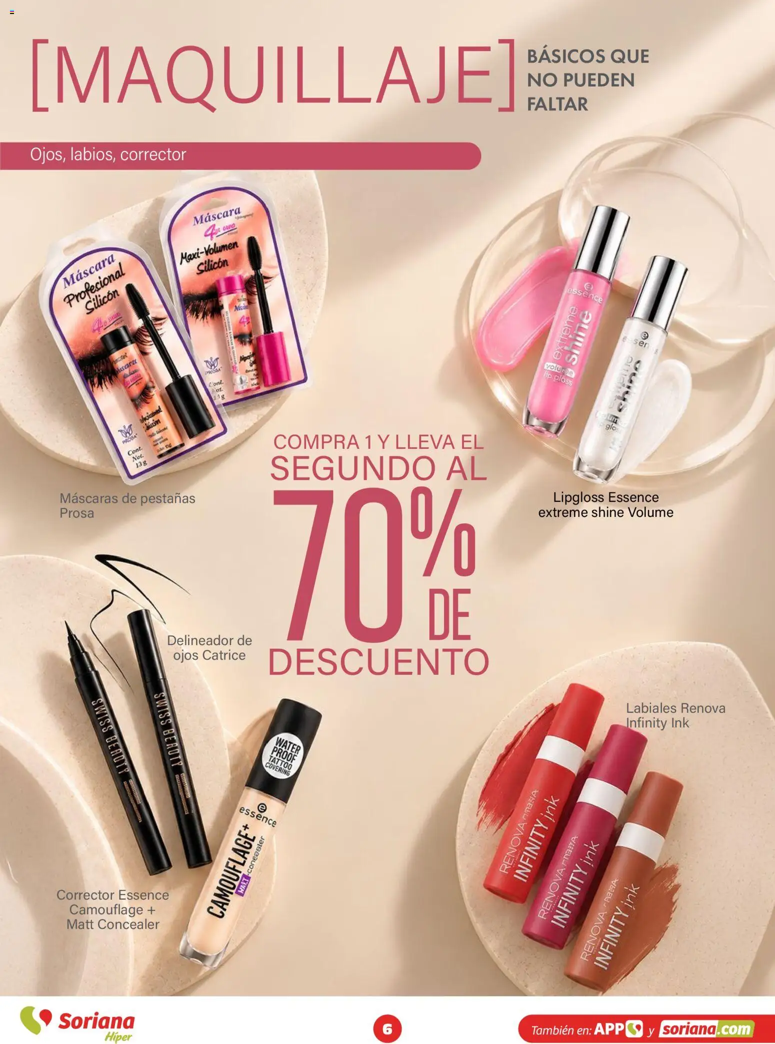 Vista previa las ofertas de la tienda Soriana - Soriana Híper - Modo #Glowing desde el 30/09/2026 - Maquillaje, Corrector, Máscara, Delineador de ojos, Delineador