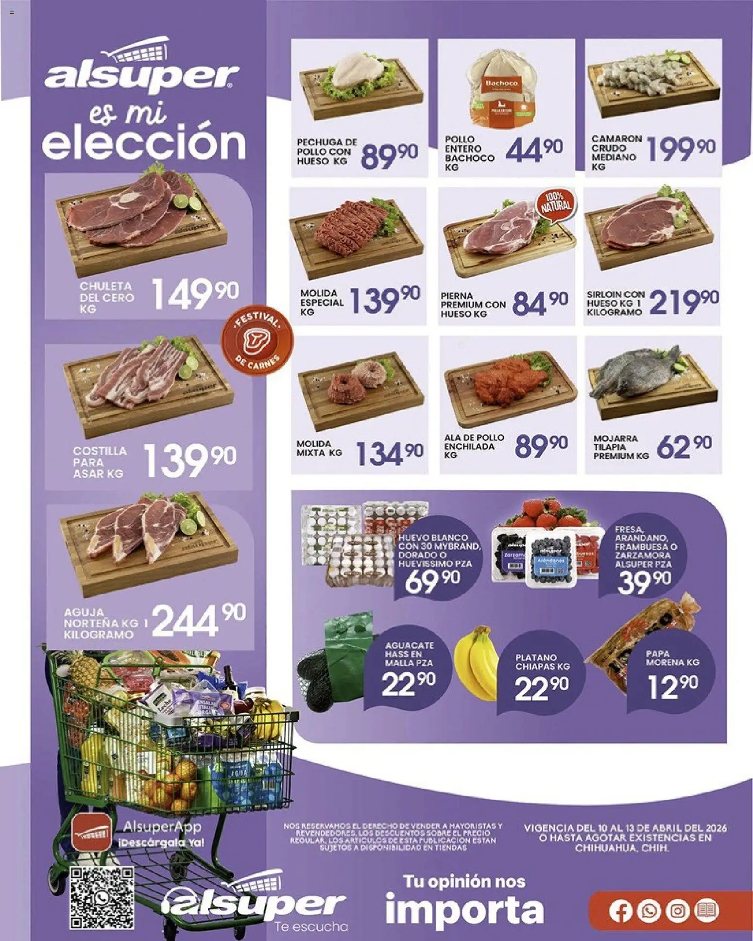 Vista previa las ofertas de la tienda Alsuper - Alsuper folleto Chihuahua-Ciudad desde el 10/04/2026 - Pollo, Aguacate, Plátano, Huevo, Tilapia, Sobre, Chuleta, Malla