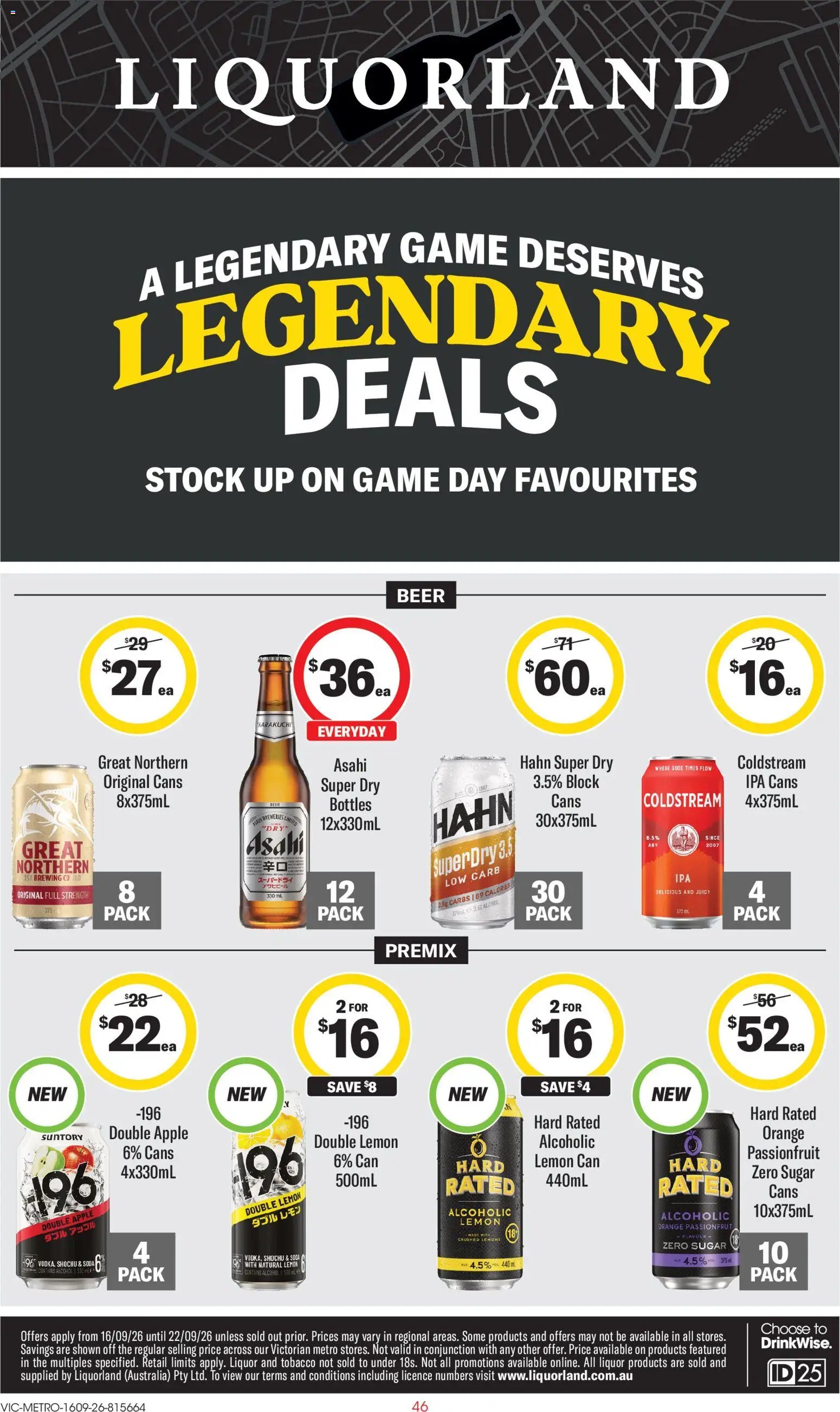 Preview of catalogue Liquorland catalogue VIC from shop Liquorland valid 16/09/2026 - Alcohol, Beer, Passionfruit, Sugar, Lemon, Game, Lemons