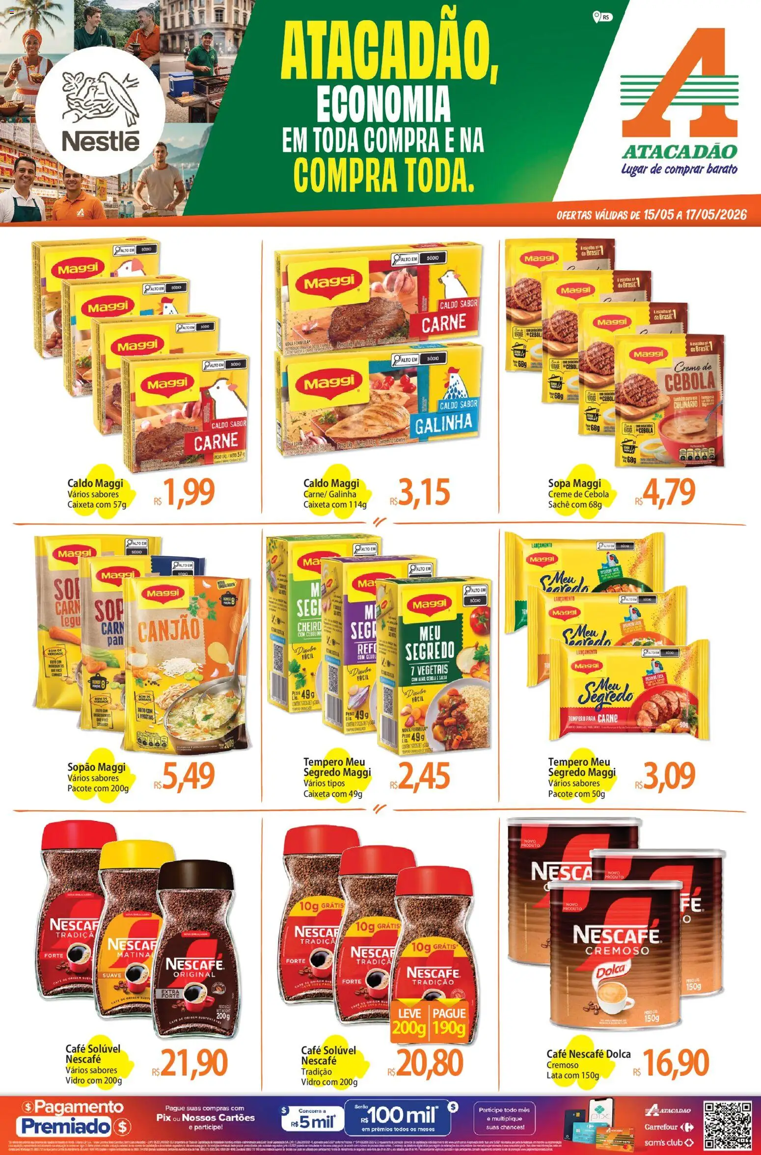 Pré-Visualização do folheto "Atacadão ofertas - RS" da loja Atacadão válido a partir de 15/05/2026 - Café, Carne, Creme, Cebola, Salsa, Café solúvel