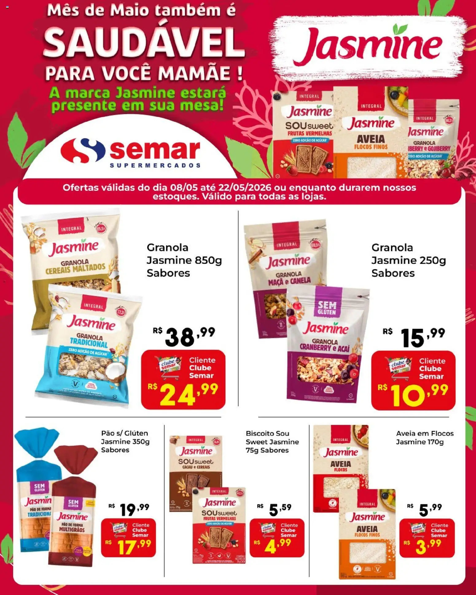 Pré-Visualização do folheto "Semar Supermercado ofertas Jasmine" da loja Semar Supermercado válido a partir de 08/05/2026