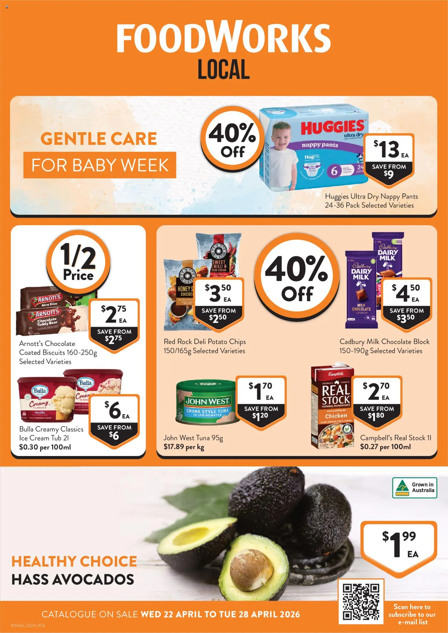 Preview of catalogue Foodworks catalogue SA from shop Foodworks valid 22/04/2026 - Ingredients, Milk, Dairy, Chocolate, Chicken, Cream, Pants, Tuna