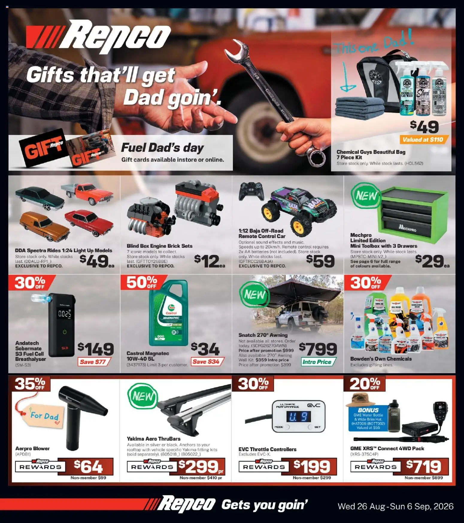 Preview of catalogue Repco catalogue from shop Repco valid 26/08/2026 - Box, Light, Kits, Water, Batteries, Bag, Remote control