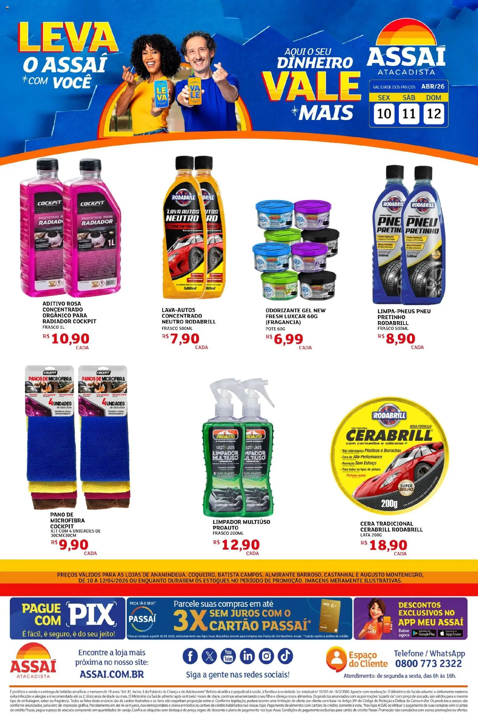 Pré-Visualização do folheto "Assaí Atacadista ofertas - PA" da loja Assaí Atacadista válido a partir de 10/04/2026 - Perfume, Pneu, Bebidas, Pneus, Base, Bebida, Cera, Limpador multiuso