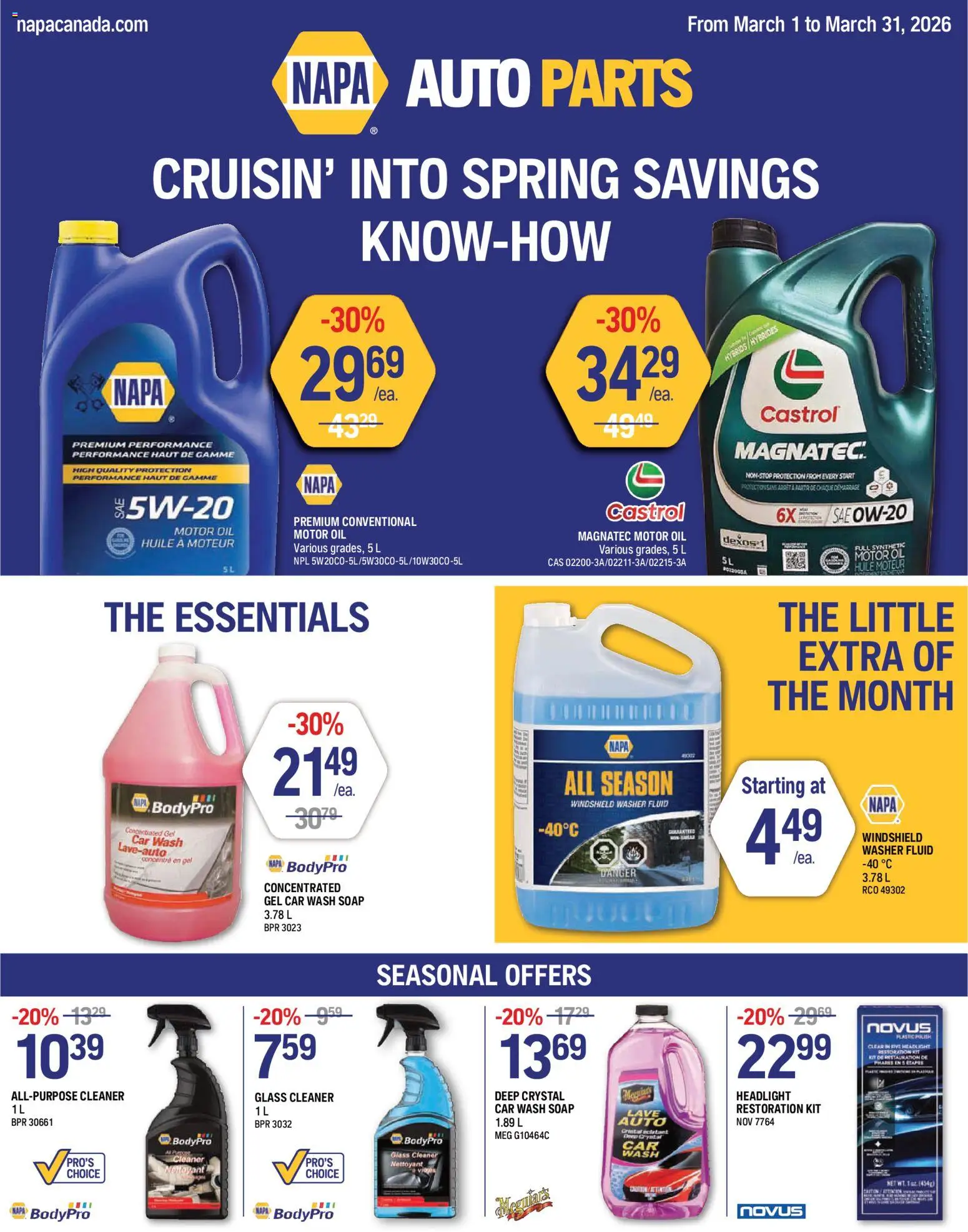 Preview of leaflet NAPA Auto Parts weekly flyer from shop NAPA Auto Parts is valid from Mar 01, 2026 - Oil, Soap