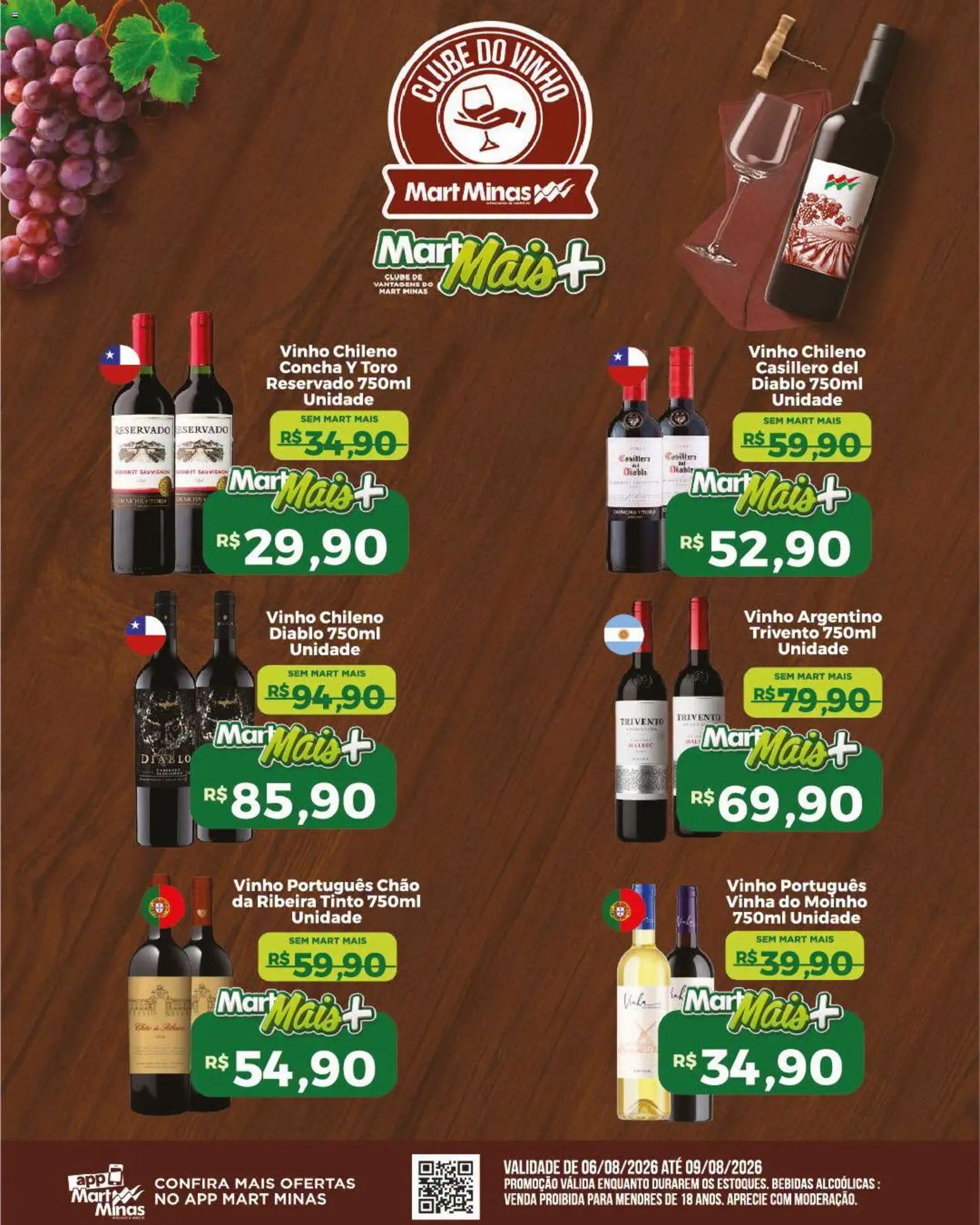 Pré-Visualização do folheto "Mart Minas ofertas Clube do Vinho" da loja Mart Minas válido a partir de 06/08/2026 - Vinho, Bebidas