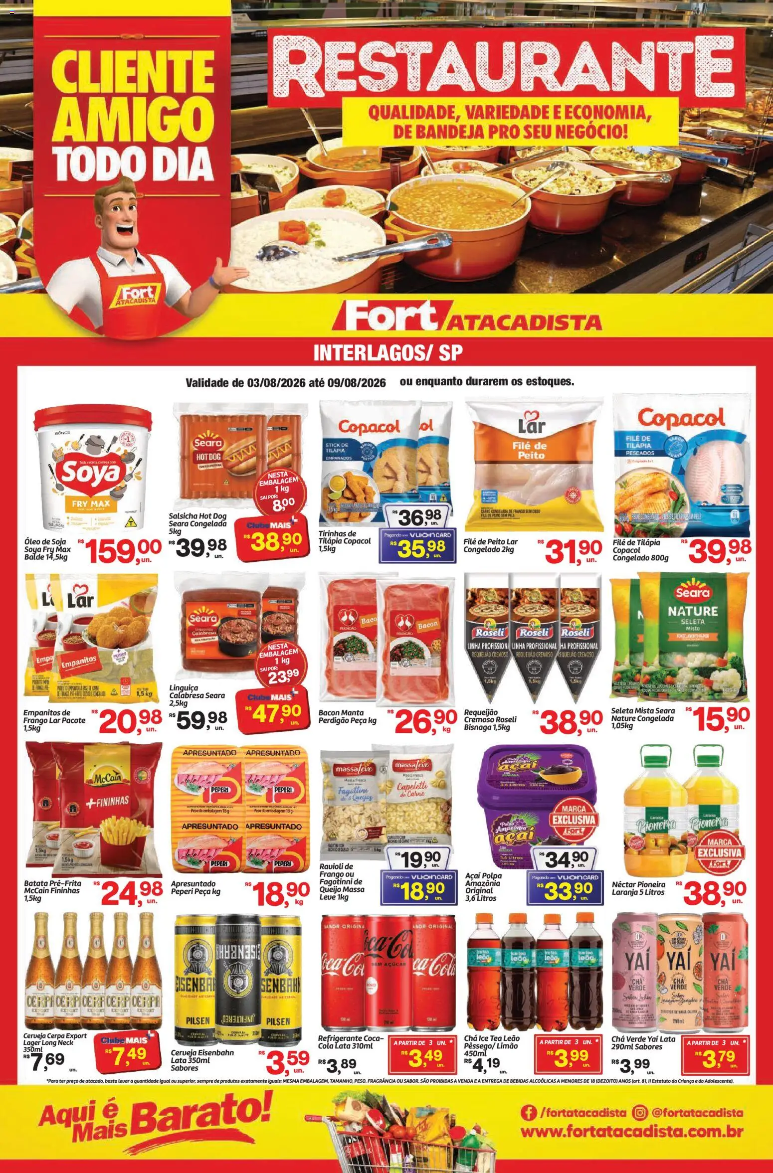 Pré-Visualização do folheto "Fort Atacadista ofertas Food Service" da loja Fort Atacadista válido a partir de 03/08/2026 - Açaí, Cerveja, Soja, Chá, Bacon, Cola, Bandeja, Fragrância