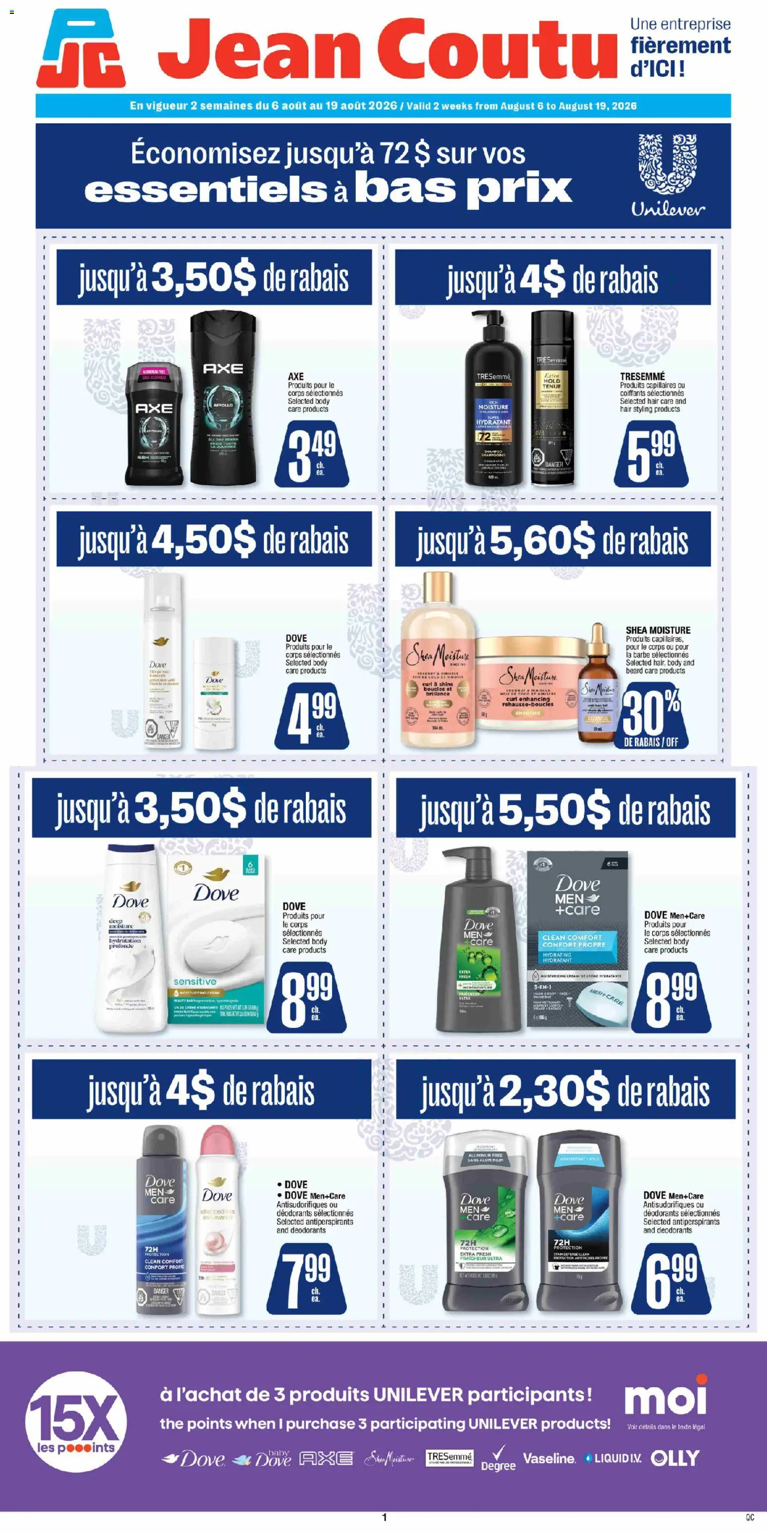 Preview of leaflet Jean Coutu circulaire - Encart Professionnel Unilever from shop Jean Coutu is valid from Aug 06, 2026