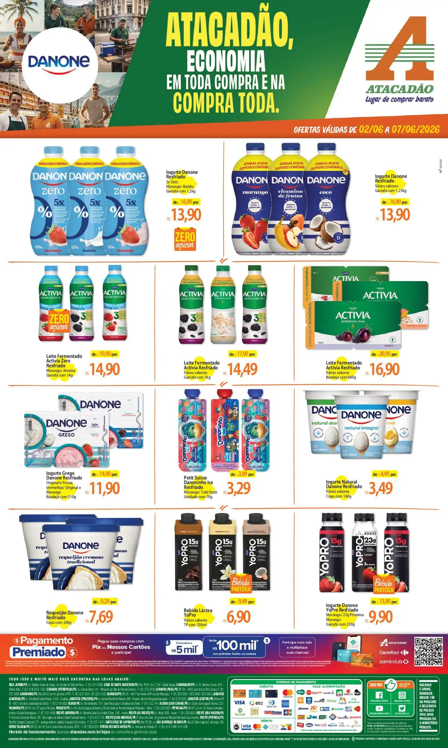 Pré-Visualização do folheto "Atacadão ofertas - PE" da loja Atacadão válido a partir de 02/06/2026 - Frutas, Bebida, Leite, Ameixa, Proteína, Mamão, Cabo, Cereais