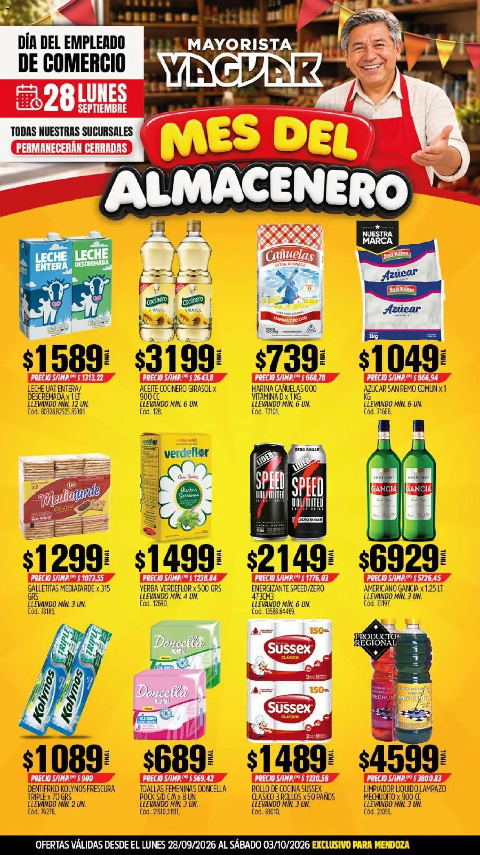 Vista previa del folleto de la tienda Yaguar válido desde el 28/09/2026 - Mate, Cocina, Galletitas, Aceite, Harina, Leche, Lampazo, Limpiador