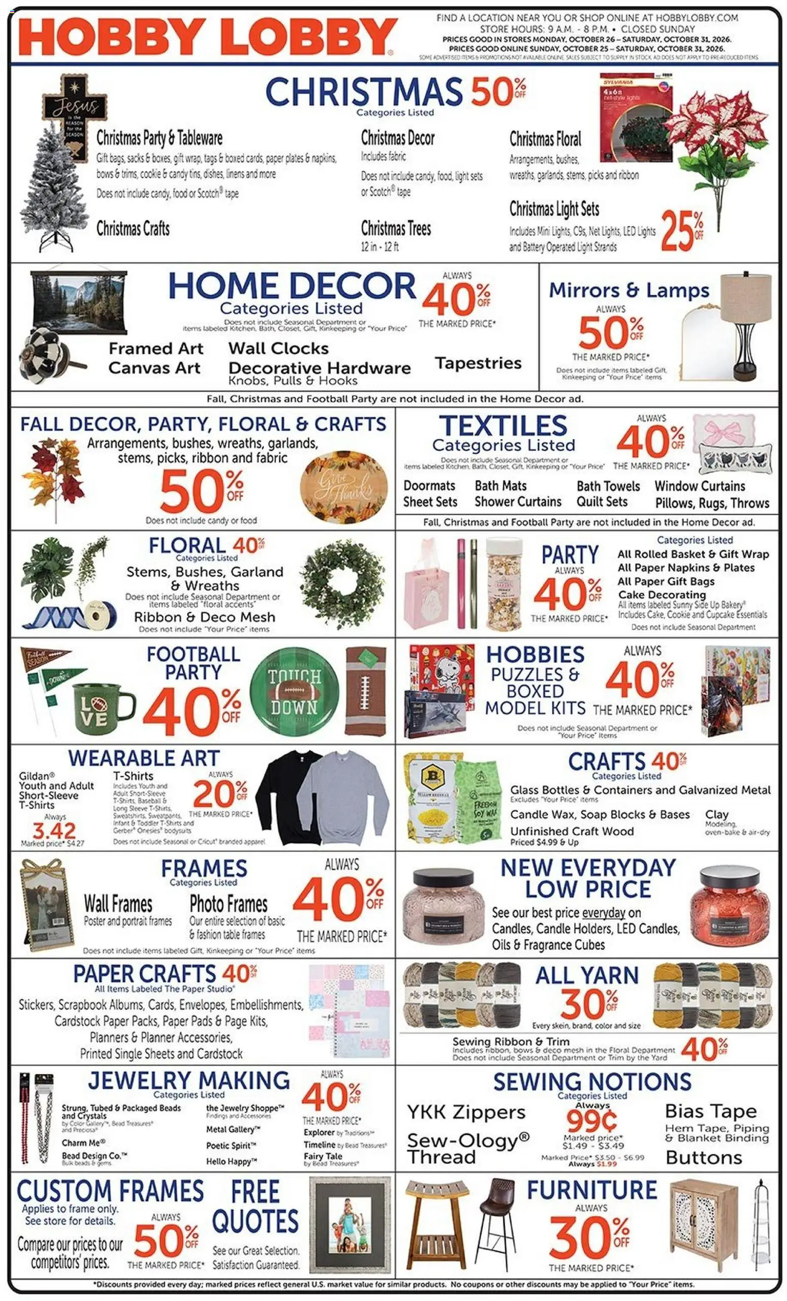 Ad Preview of Hobby Lobby Hobby Lobby Weekly Ad from 10/25/2026