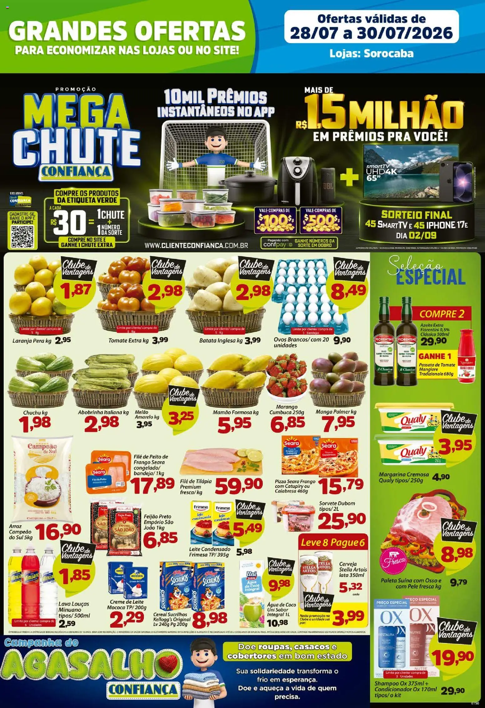 Pré-Visualização do folheto "Confiança - Ofertas da semana" da loja Confiança válido a partir de 28/07/2026 - Sorvete, Pizza, Manga, Feijão, Batata, Tomate, Mamão, Passata de tomate