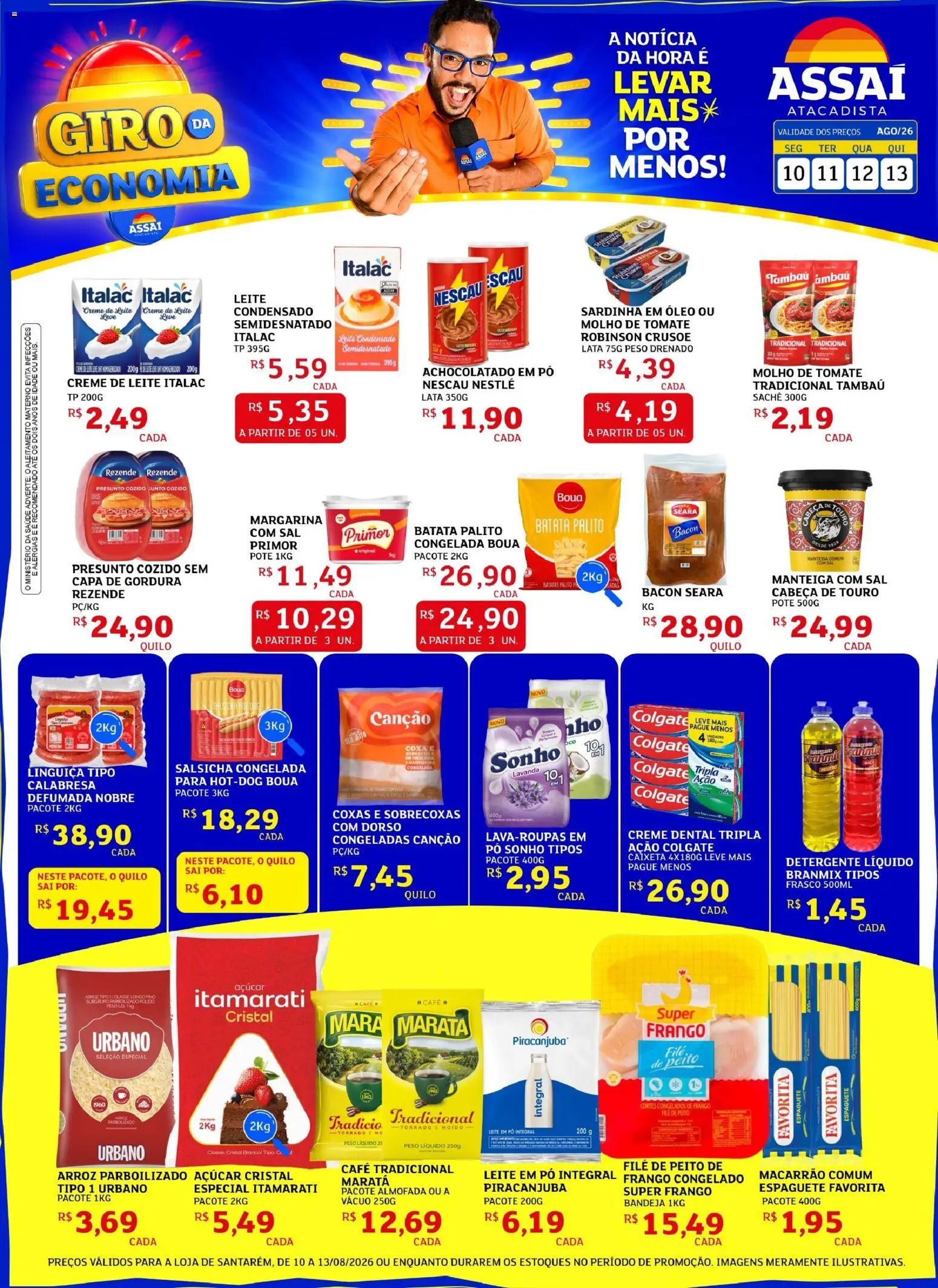 Pré-Visualização do folheto "Assaí Atacadista ofertas - PA" da loja Assaí Atacadista válido a partir de 10/08/2026 - Sal, Óleo, Arroz, Batatas, Manteiga, Leite em pó, Pó, Creme dental