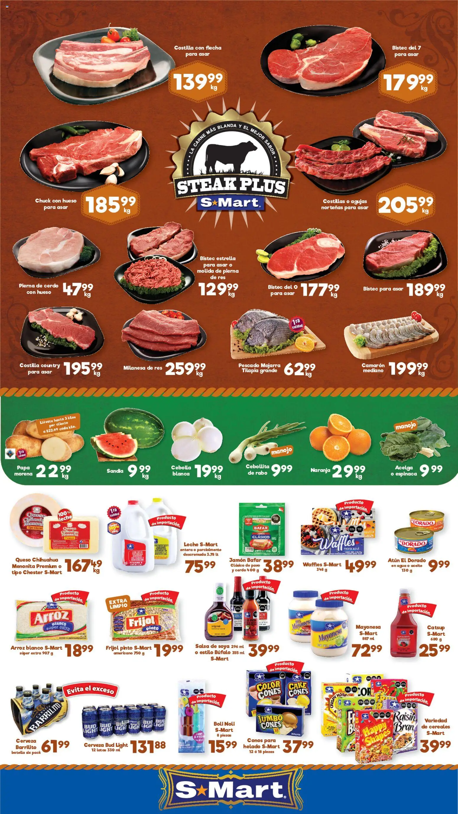 Vista previa las ofertas de la tienda S-Mart - S-Mart folleto Matamoros desde el 05/06/2026 - Agua, Helado, Queso, Waffles, Arroz, Catsup, Milanesa, Pierna de cerdo