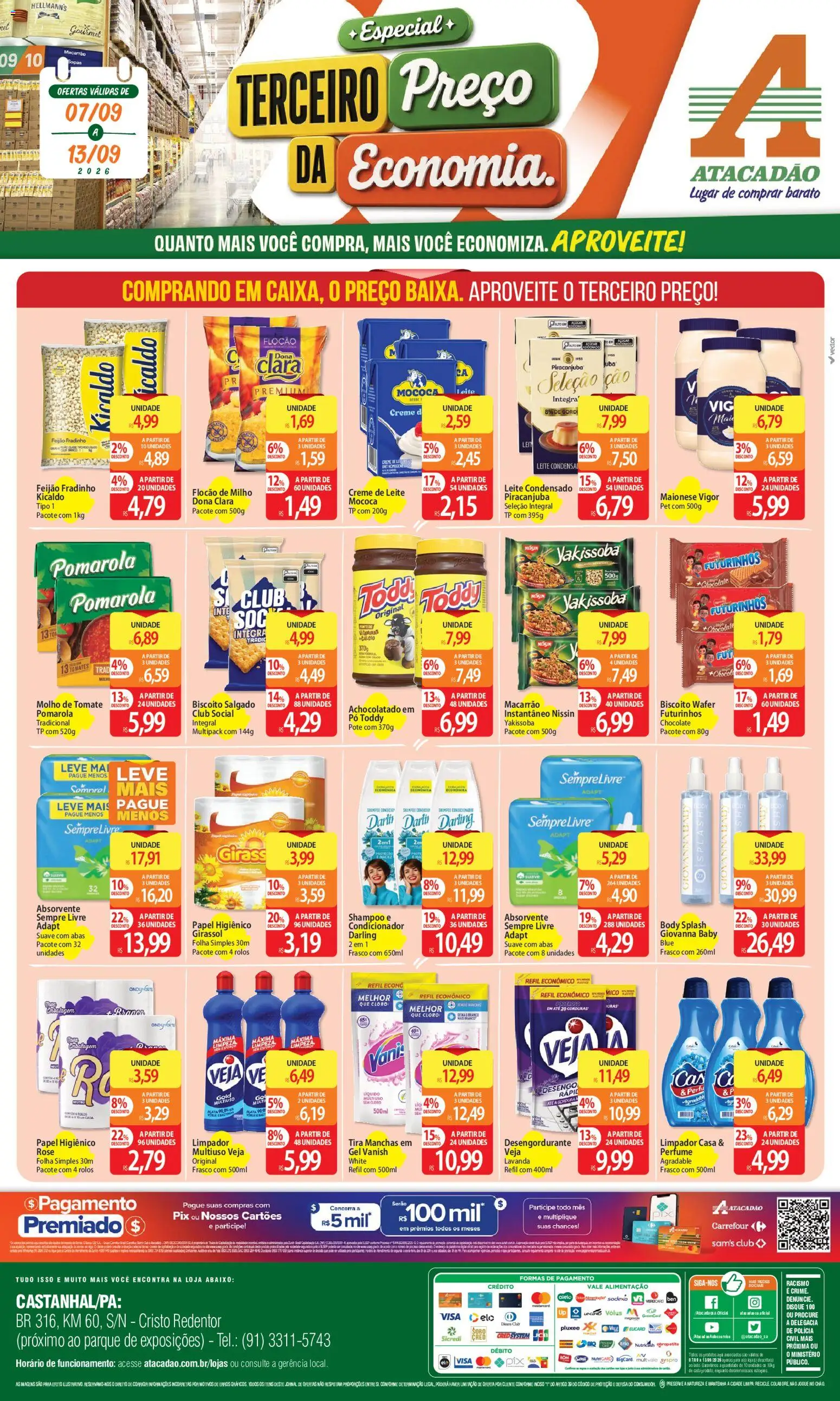 Pré-Visualização do folheto "Atacadão ofertas - PA" da loja Atacadão válido a partir de 07/09/2026 - Fogão, Shampoo, Macarrão, Absorvente, Creme de leite, Creme, Tira manchas, Biscoito salgado