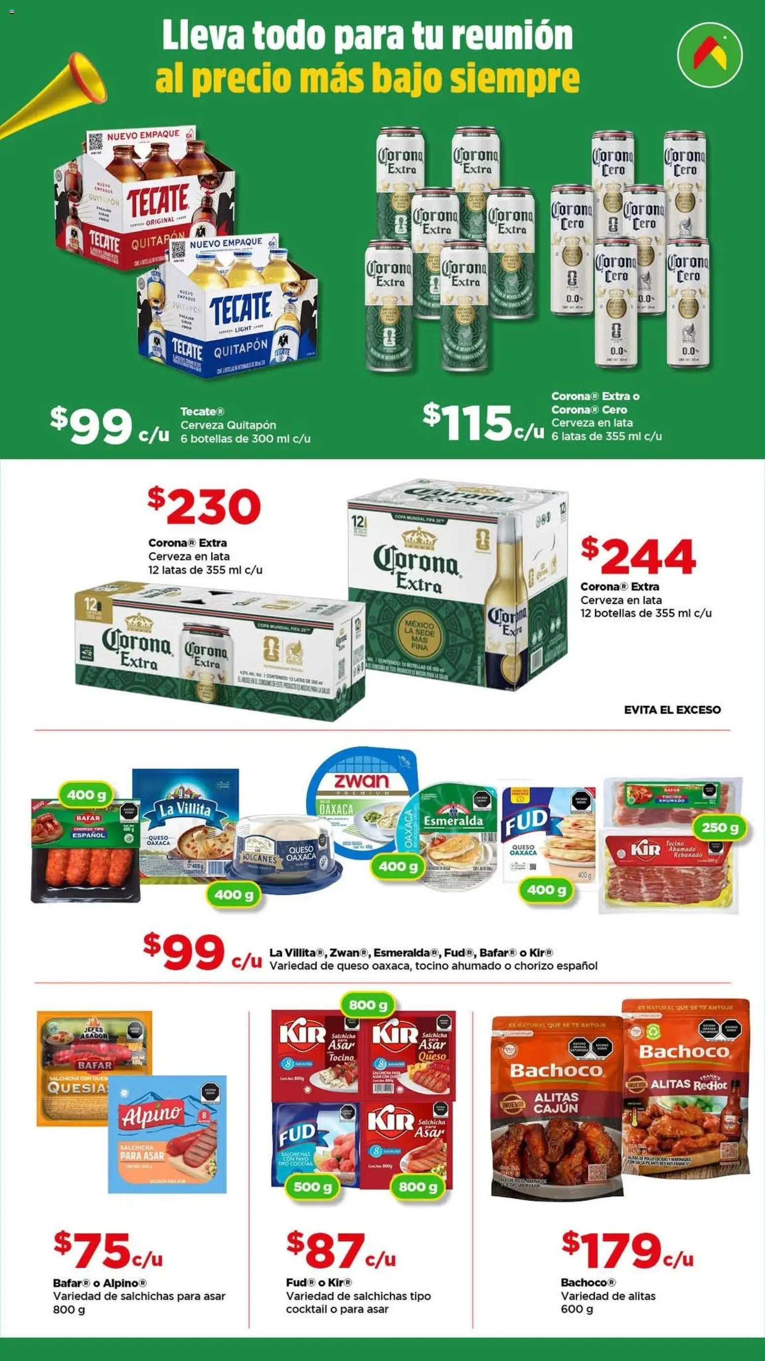 Vista previa las ofertas de la tienda Bodega Aurrerá - Bodega Aurrerá folleto Golazo desde el 05/06/2026 - Pollo, Té, Queso, Asador, Pavo, Chorizo, Salchichas para asar, Cerveza en lata