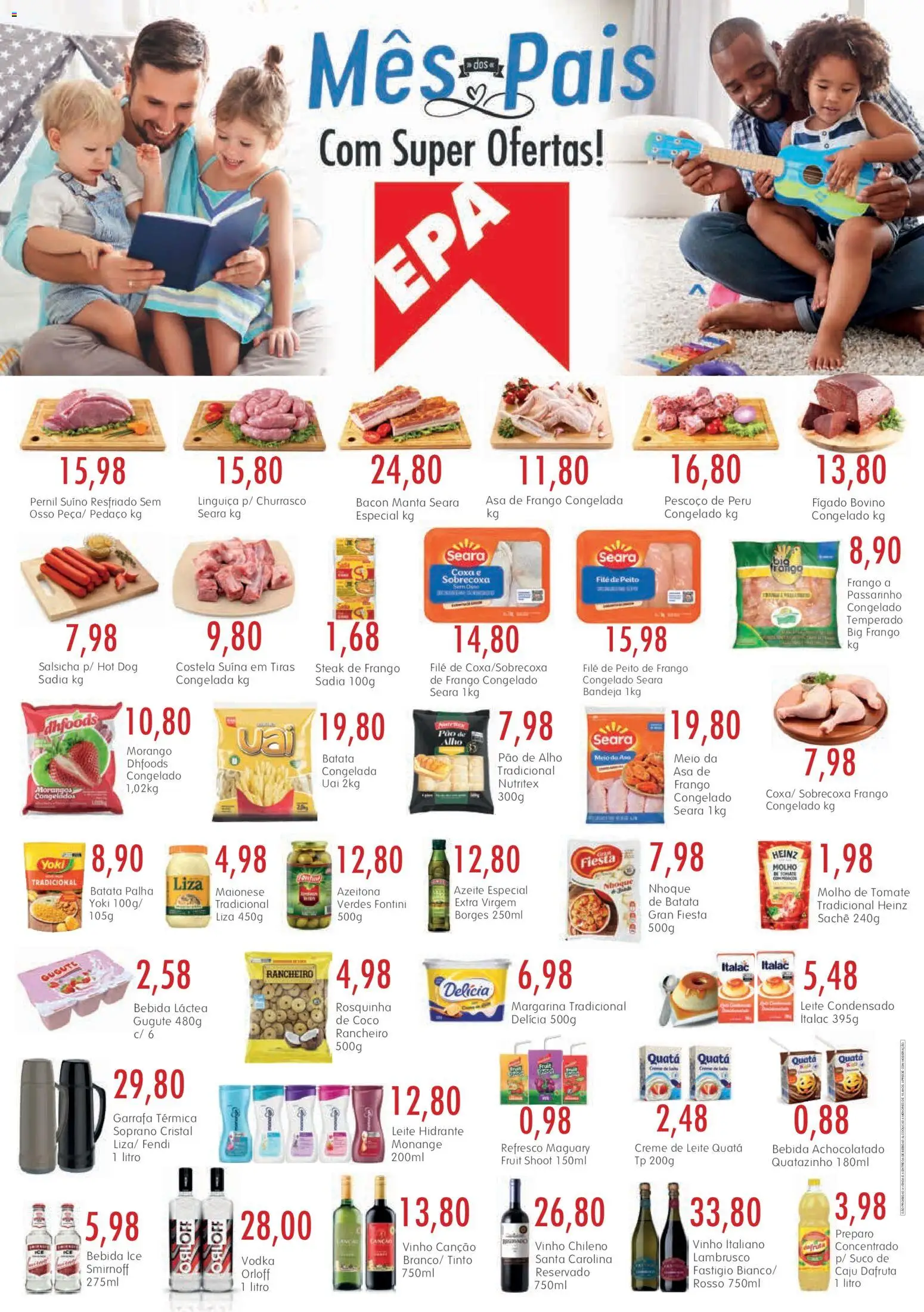 Pré-Visualização do folheto "EPA - Ofertas da semana" da loja EPA válido a partir de 06/08/2026 - Vinho, Salsicha, Pão, Creme de leite, Creme, Bacon, Alho, Steak