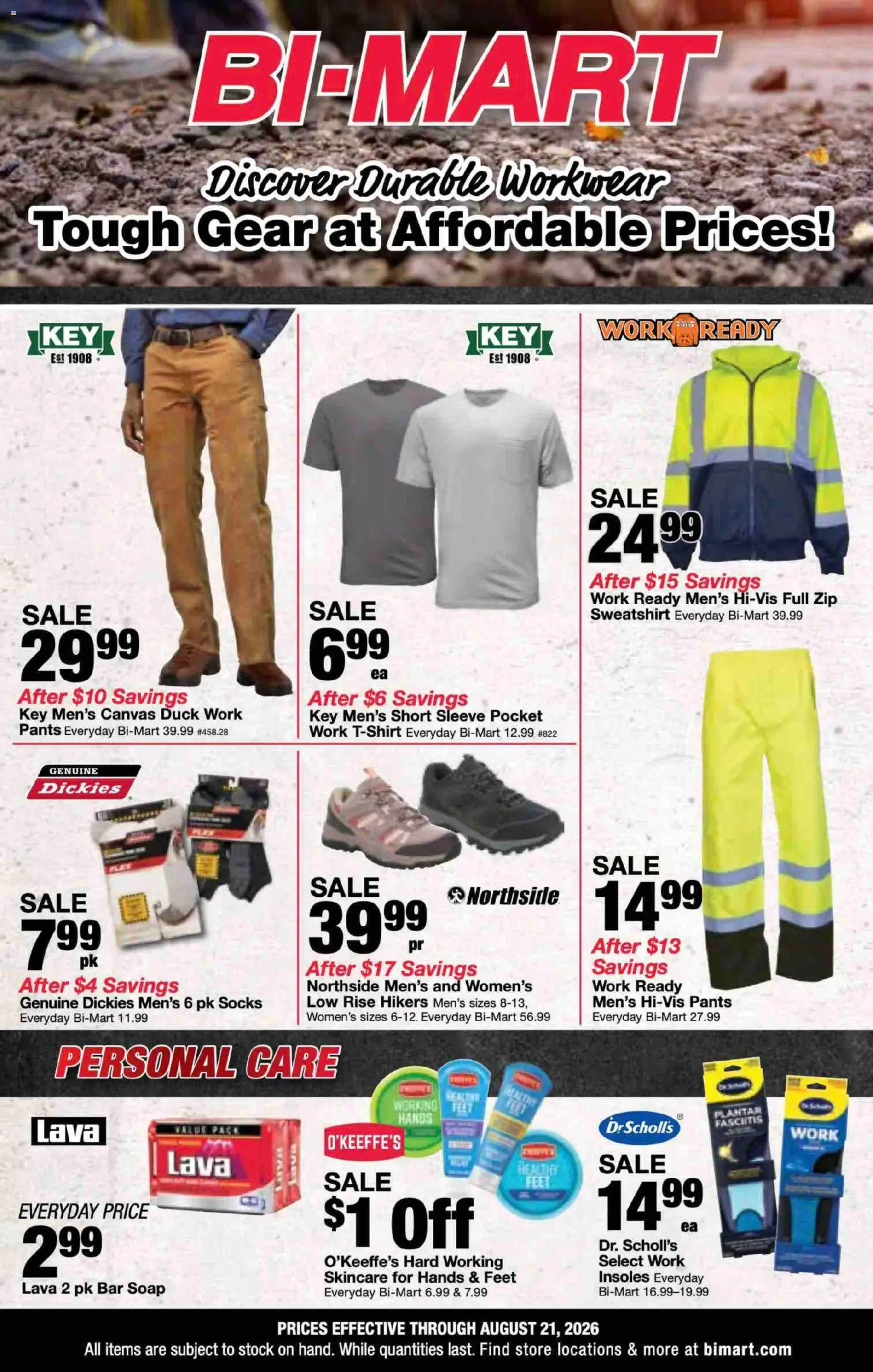 Ad Preview of Bi-Mart Bi-Mart Work Gear Savings Flyer from 08/10/2026