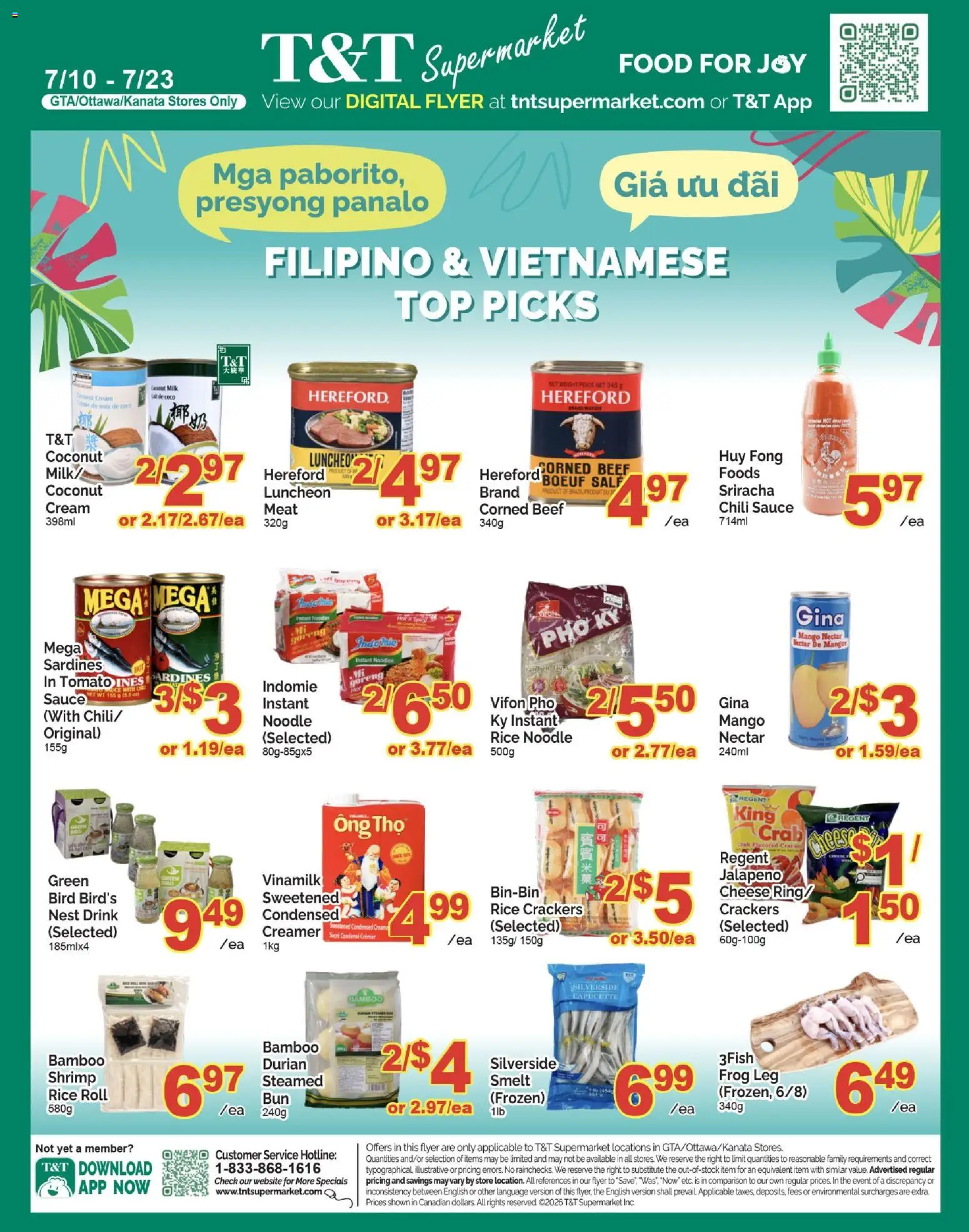 Preview of leaflet T&T Supermarket flyer from shop T&T Supermarket is valid from Jul 10, 2026 - Food, Chili, Meat, Shrimp, Tomato, Beef, Coconut, Crackers