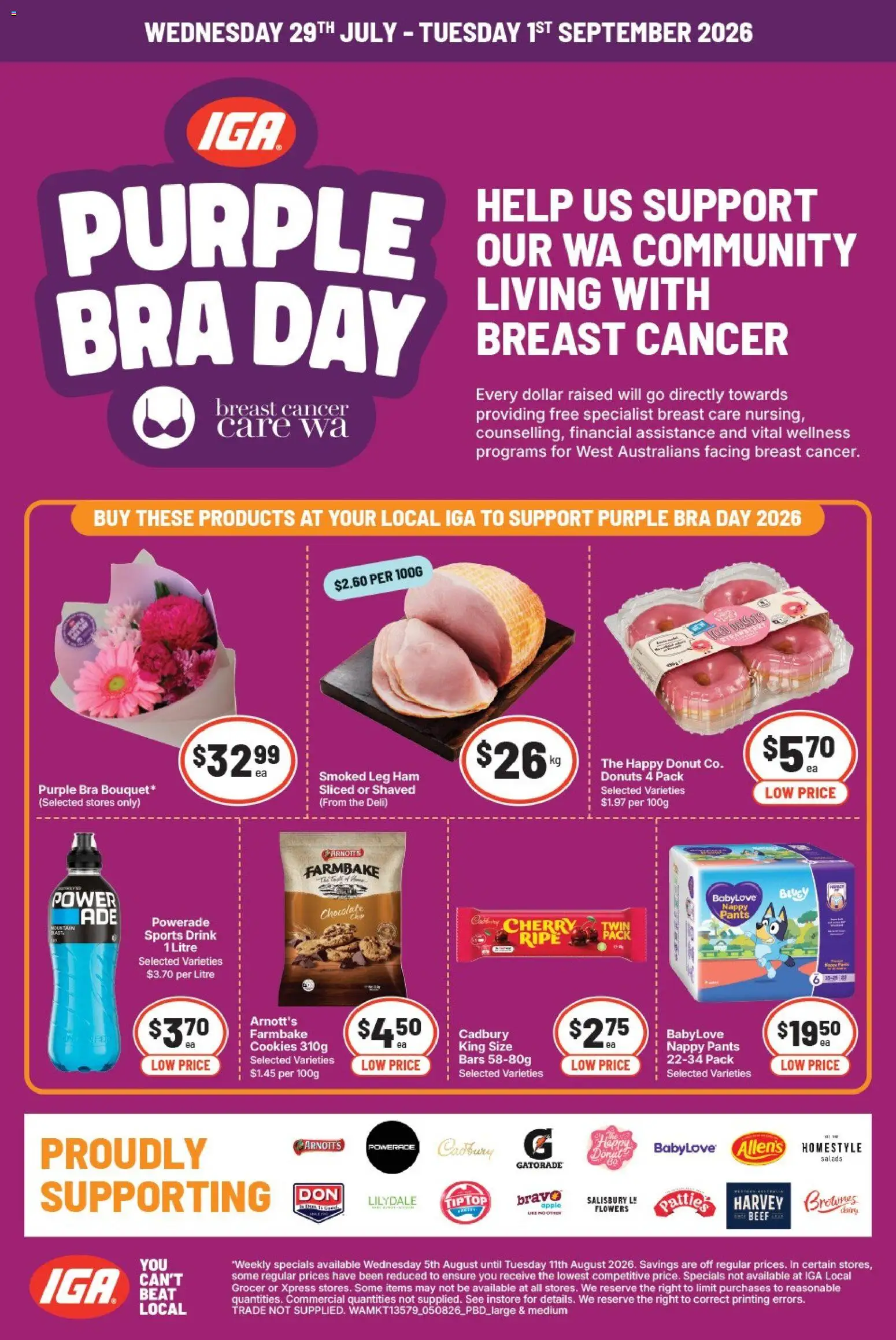 Preview of catalogue IGA Purple Bra Day from shop IGA valid 29/07/2026