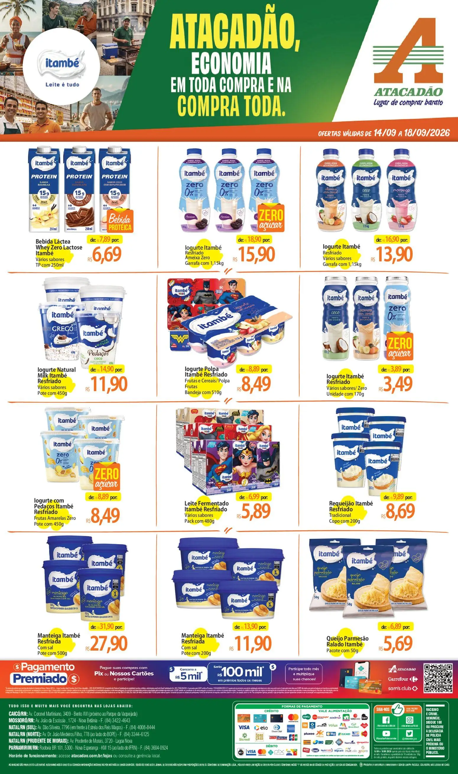 Pré-Visualização do folheto "Atacadão ofertas - RN" da loja Atacadão válido a partir de 14/09/2026 - Sal, Doce, Batata, Ameixa, Açúcar, Baunilha, Requeijão, Leite fermentado