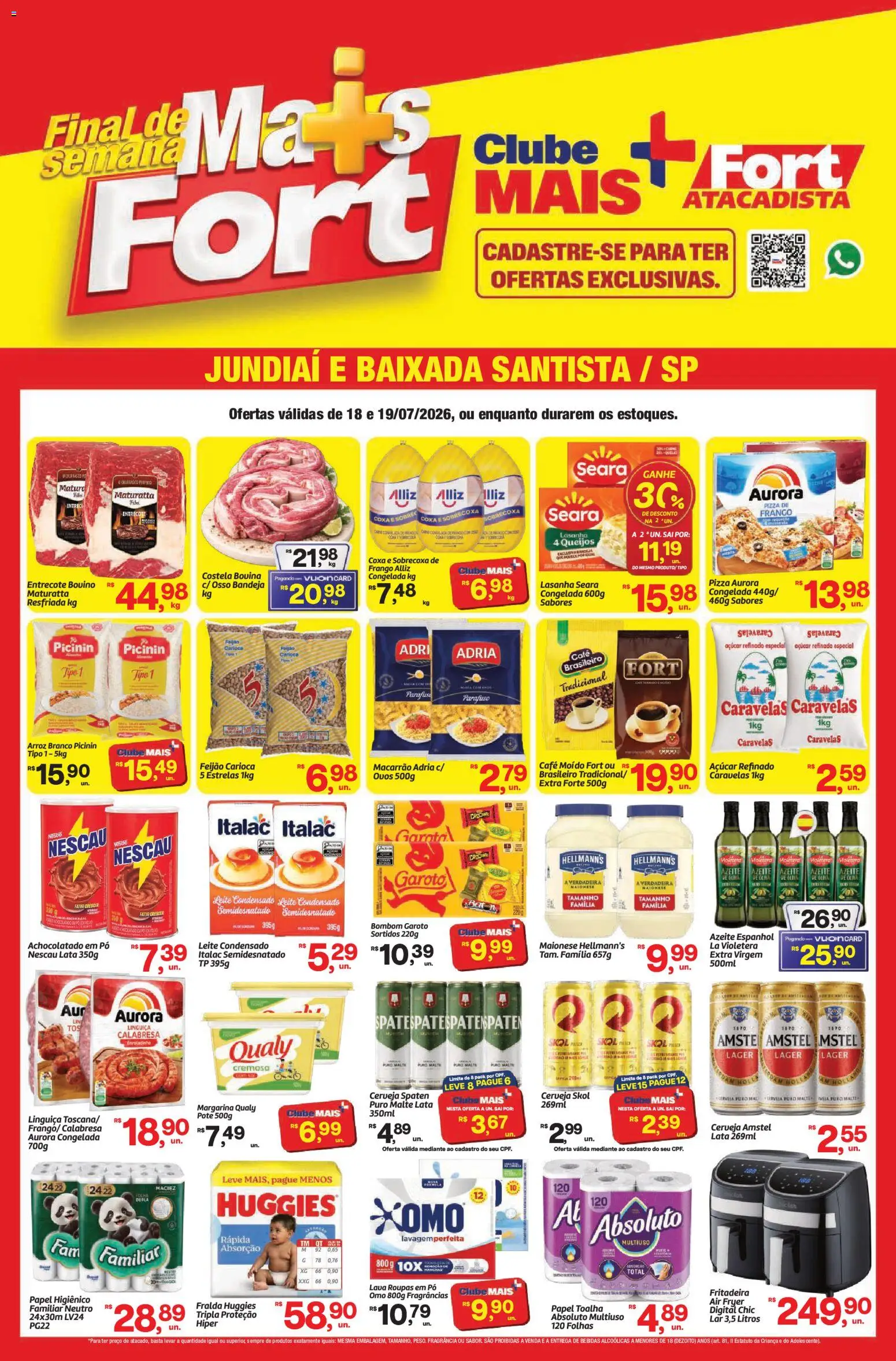 Pré-Visualização do folheto "Fort Atacadista - Ofertas da semana" da loja Fort Atacadista válido a partir de 18/07/2026 - Pizza, Cerveja, Bebidas, Feijão, Nescau, Papel toalha, Margarina, Achocolatado