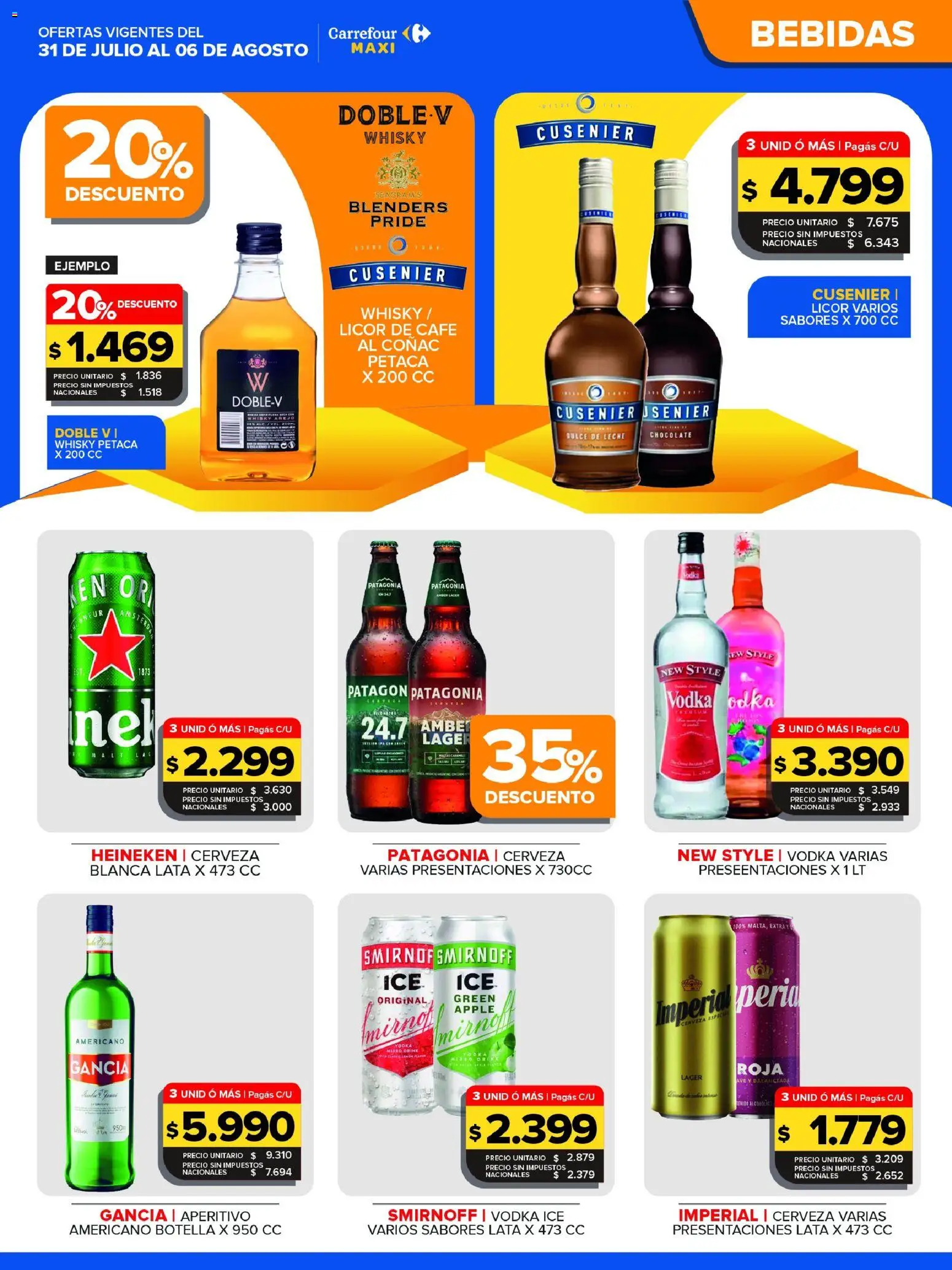 Vista previa del folleto de la tienda Carrefour Maxi válido desde el 31/07/2026 - Café, Chocolate, Whisky, Cerveza, Bebidas, Leche, Heineken, Coñac