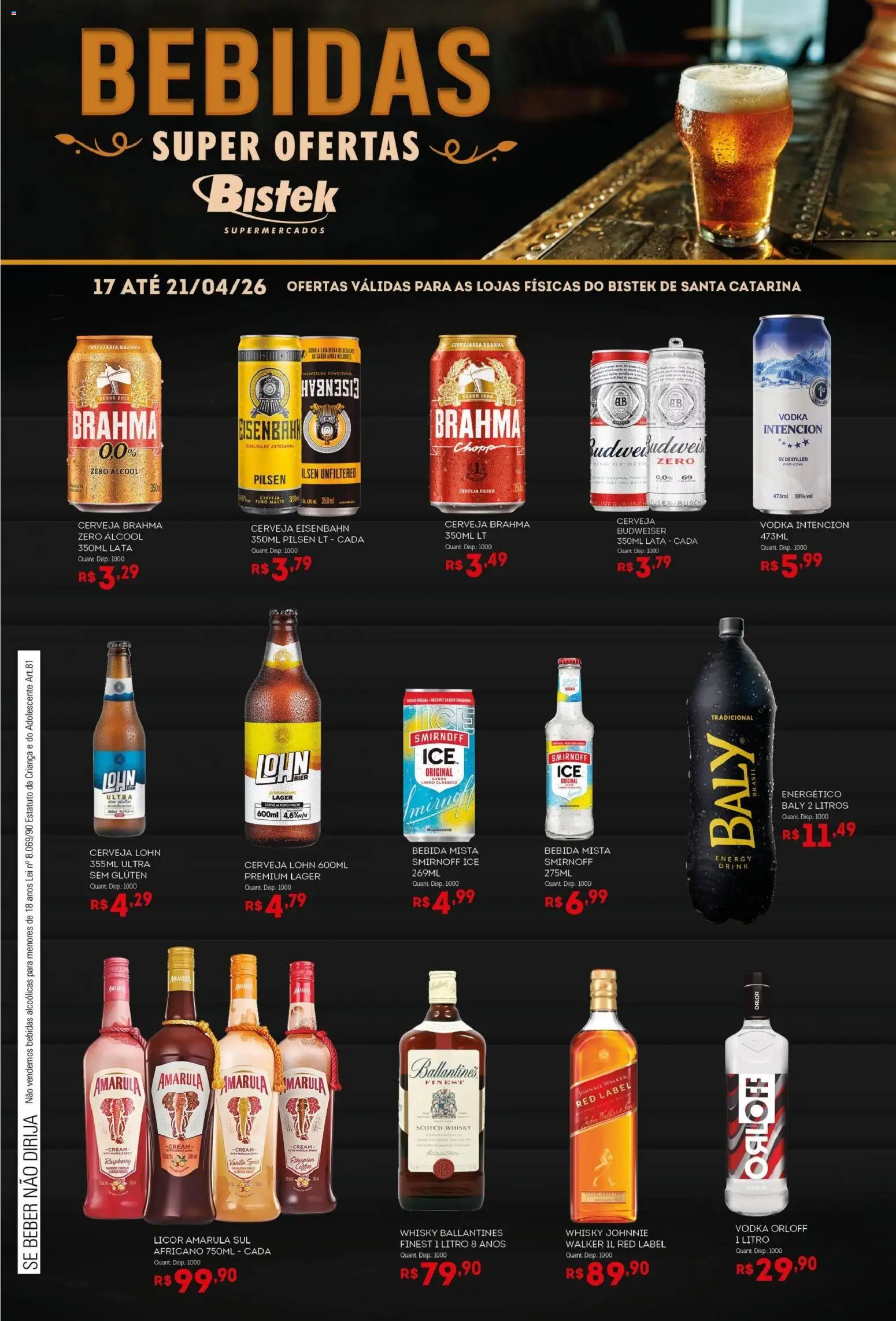 Pré-Visualização do folheto "Bistek Supermercados ofertas Bebidas" da loja Bistek Supermercados válido a partir de 17/04/2026