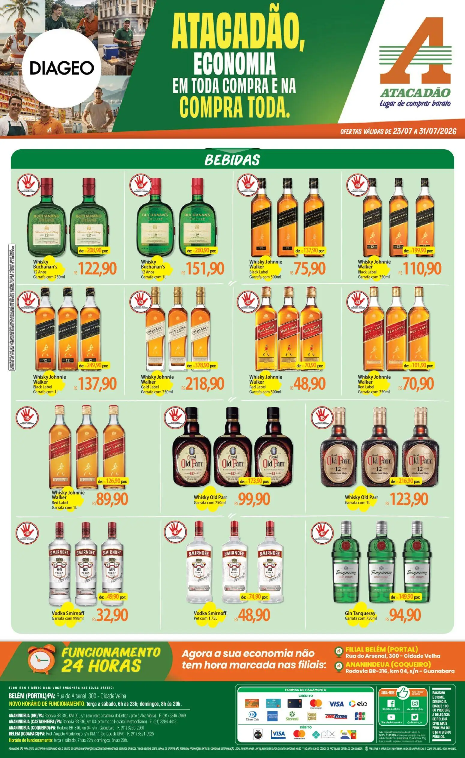 Pré-Visualização do folheto "Atacadão ofertas - PA" da loja Atacadão válido a partir de 23/07/2026 - Whisky, Gin, Bebidas, Vodka, Bebida